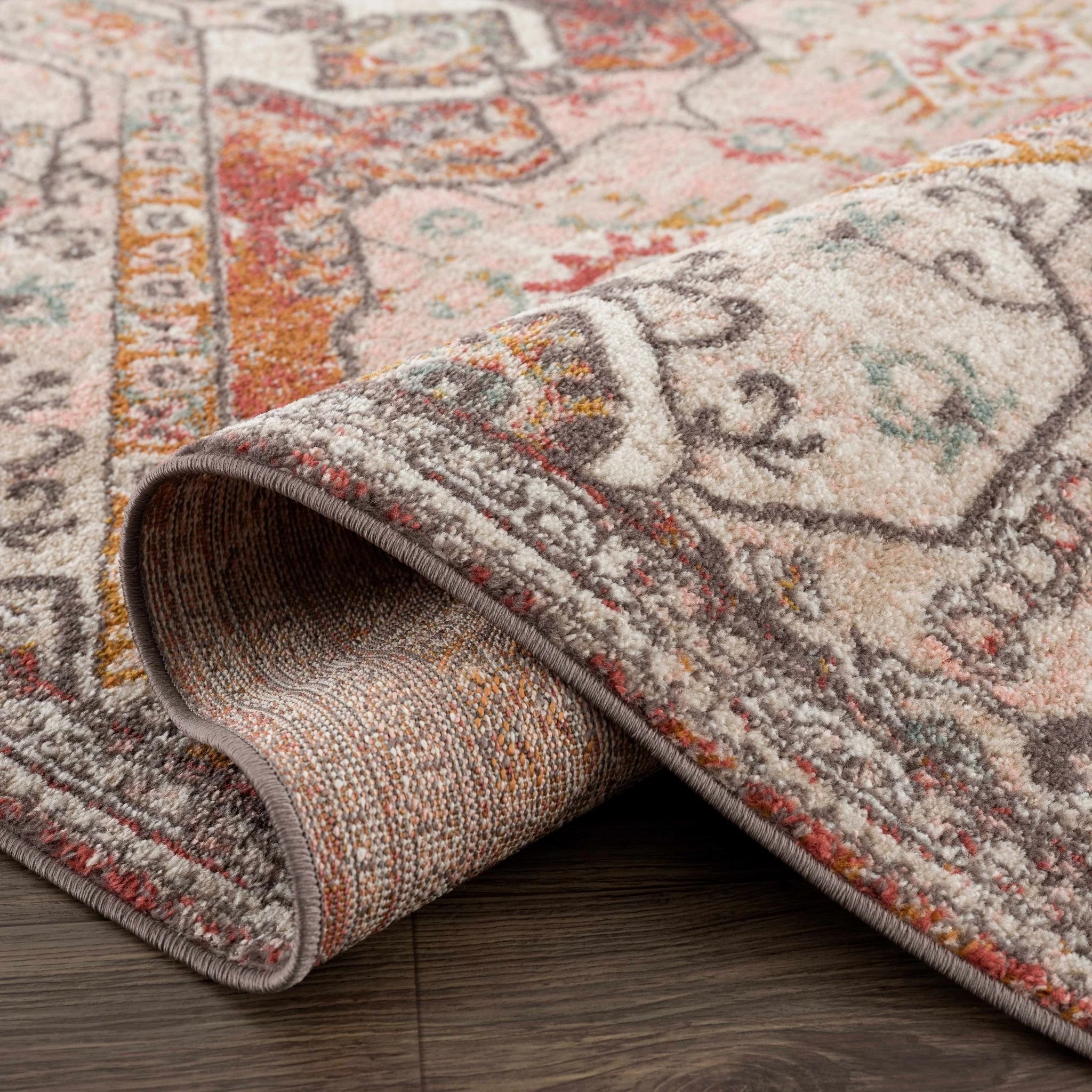 Traditional Heriz Serapi design Rust and Peach Multi color Area Rug - Image 9