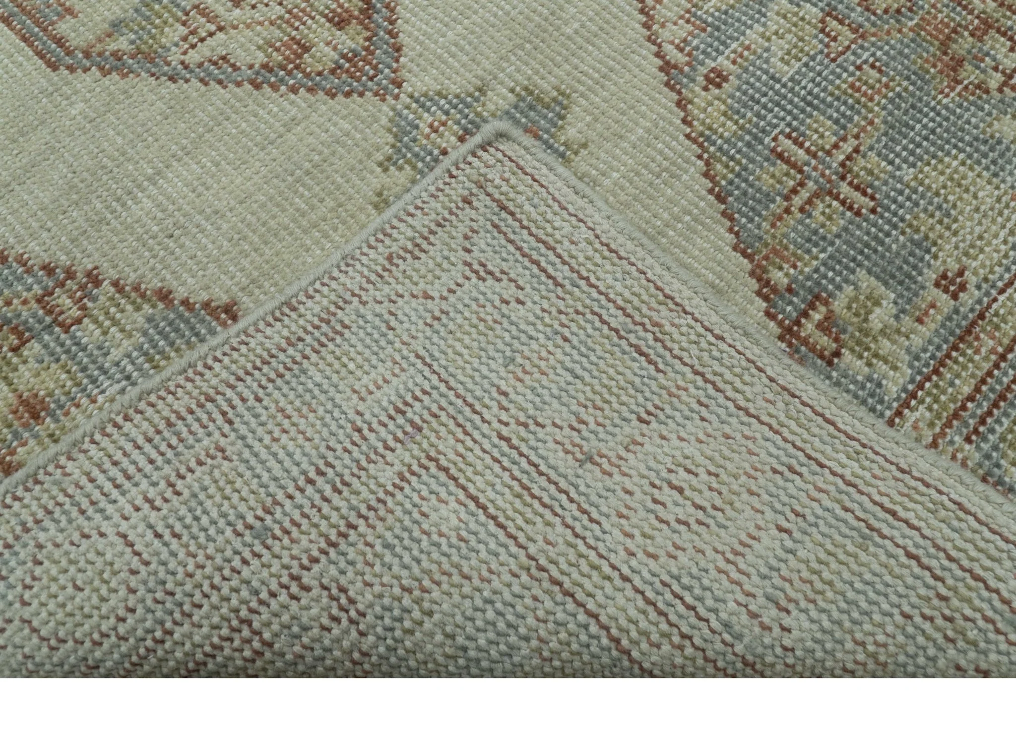 Traditional Heriz Design Beige And Blue Hand Knotted 3x5 Wool Area Rug - Image 5
