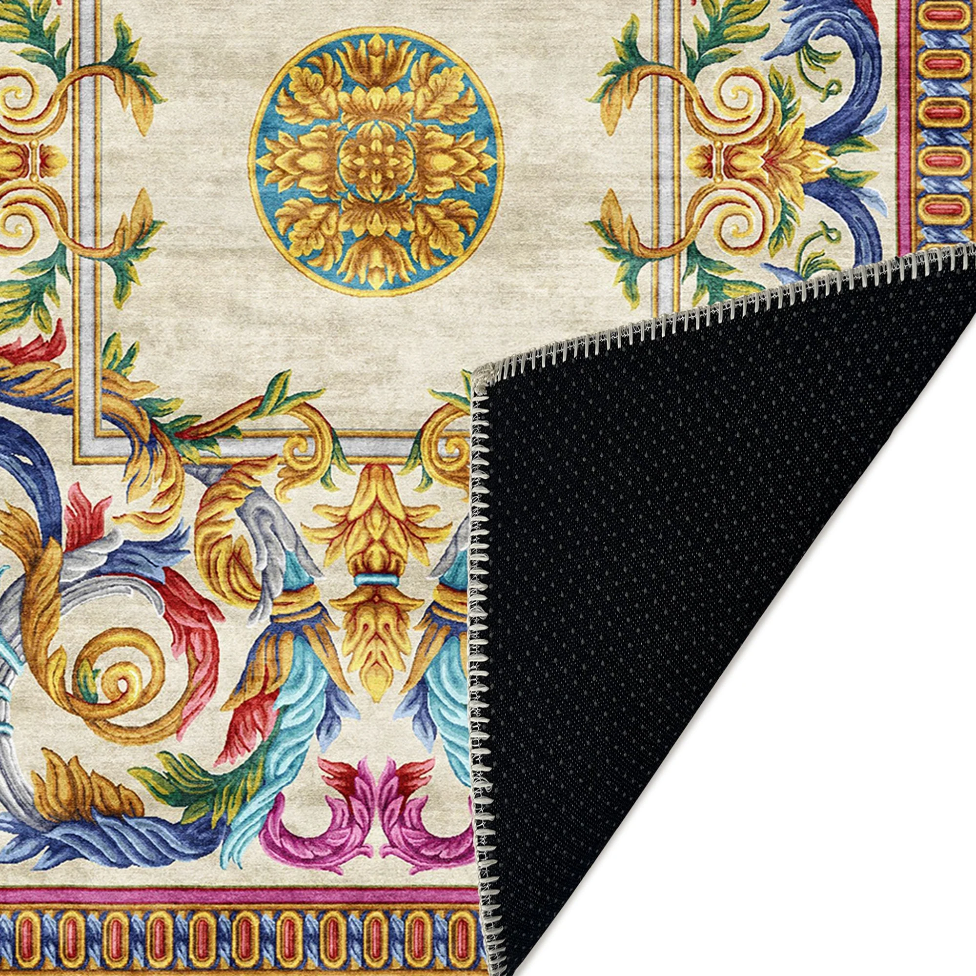 Traditional Homera Yellow Machine Washable Cotton Area Rug - Image 7