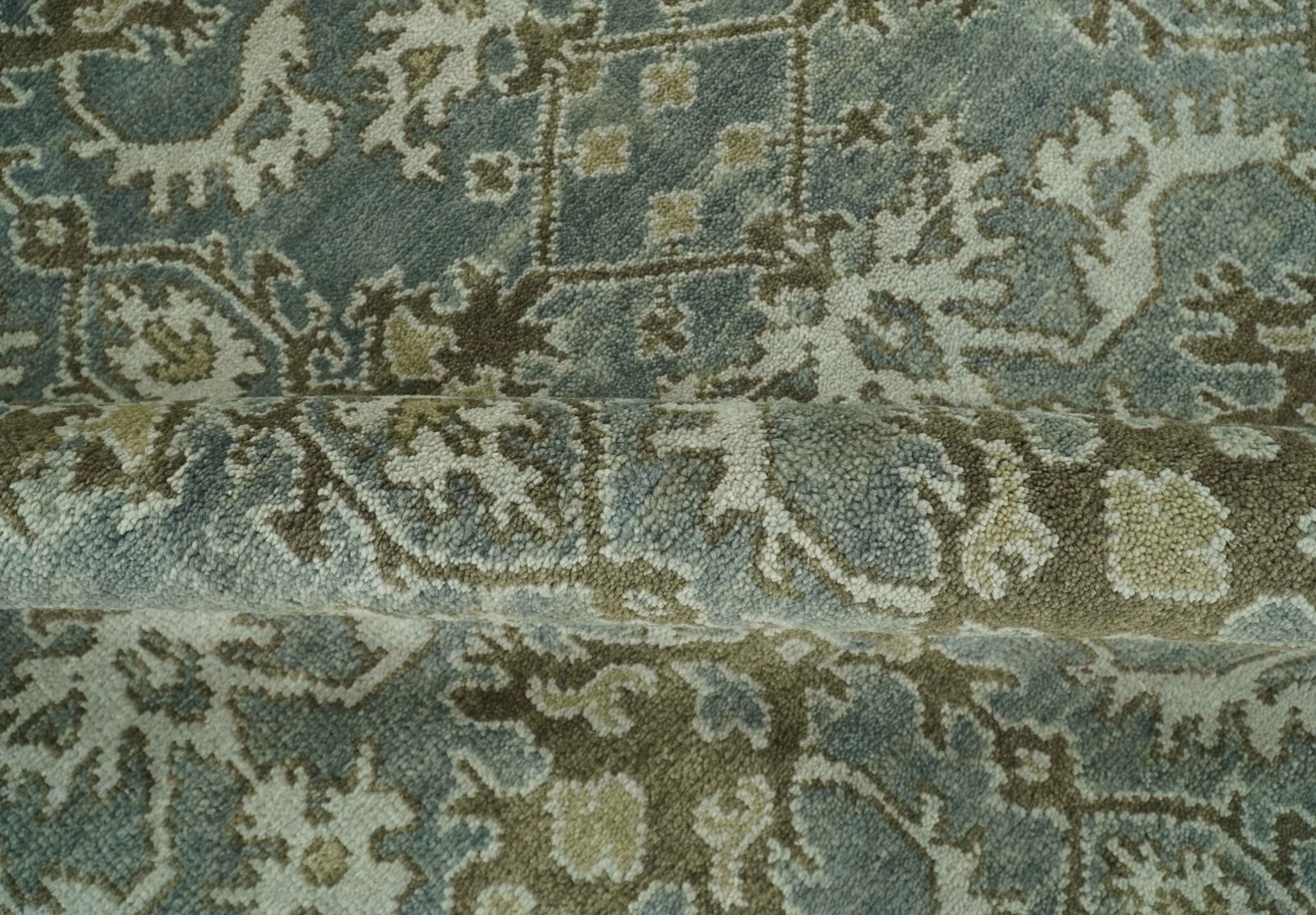 Traditional Ikat large Design Gray, Silver and Olive 8x10 Hand Knotted wool area rug - Image 6