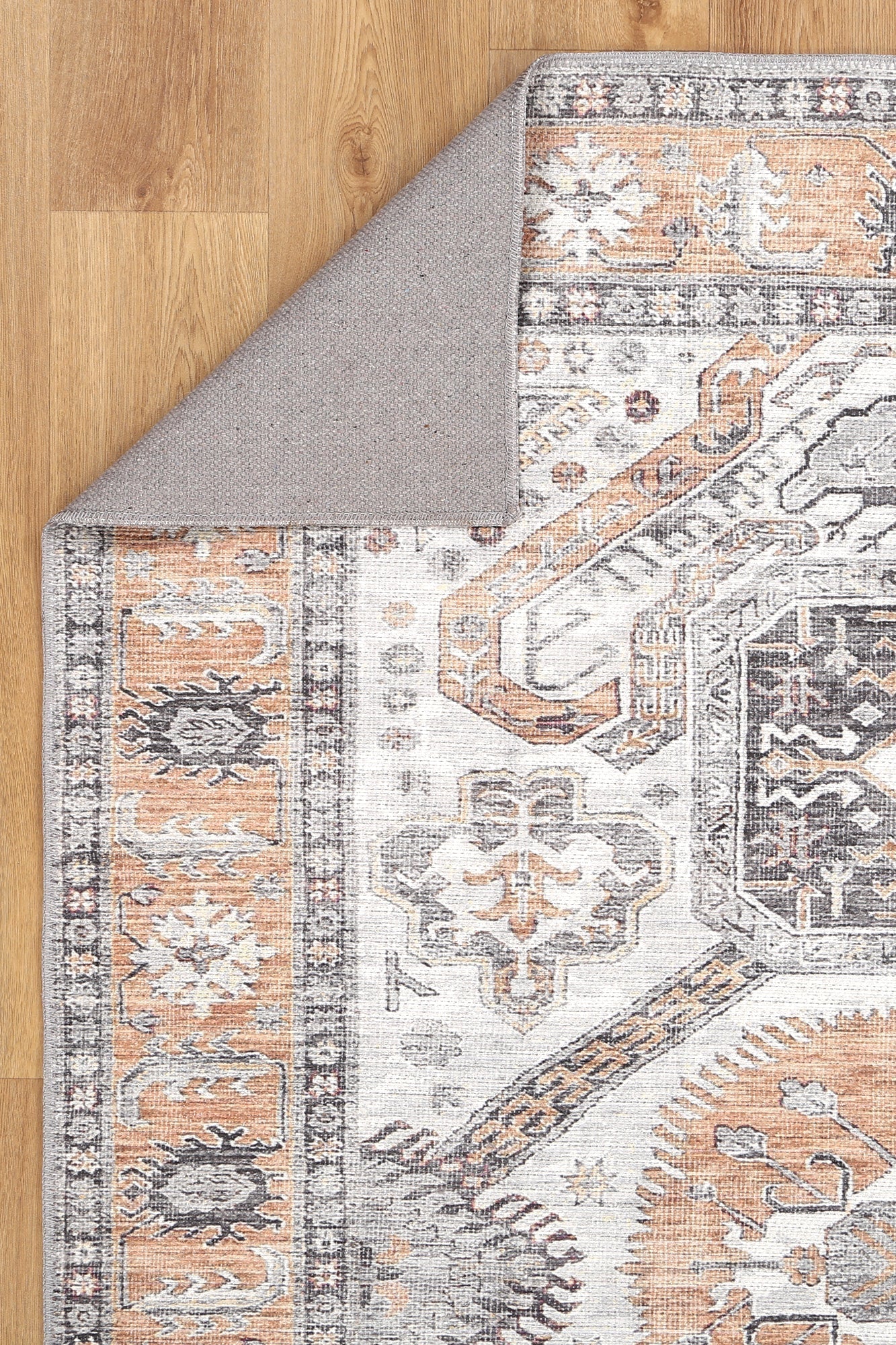 Traditional Ivory And Beige Machine Washable Rug - Image 5