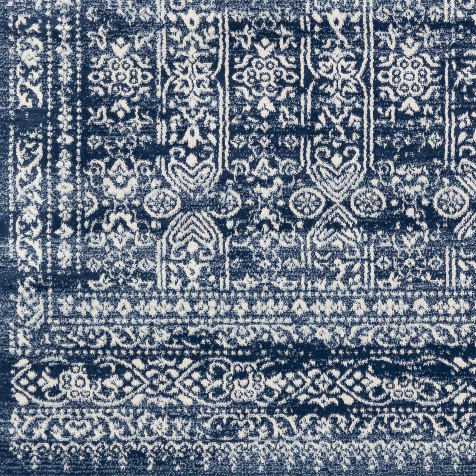 Traditional Transitional Ivory and Blue Medium Pile Area Rug - Image 7