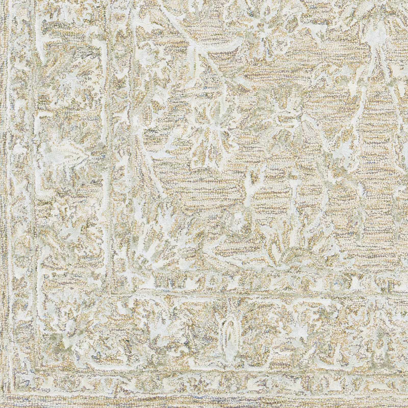 Traditional Mustard, Ivory And Olive Hand Tufted Wool Area Rug - Image 3