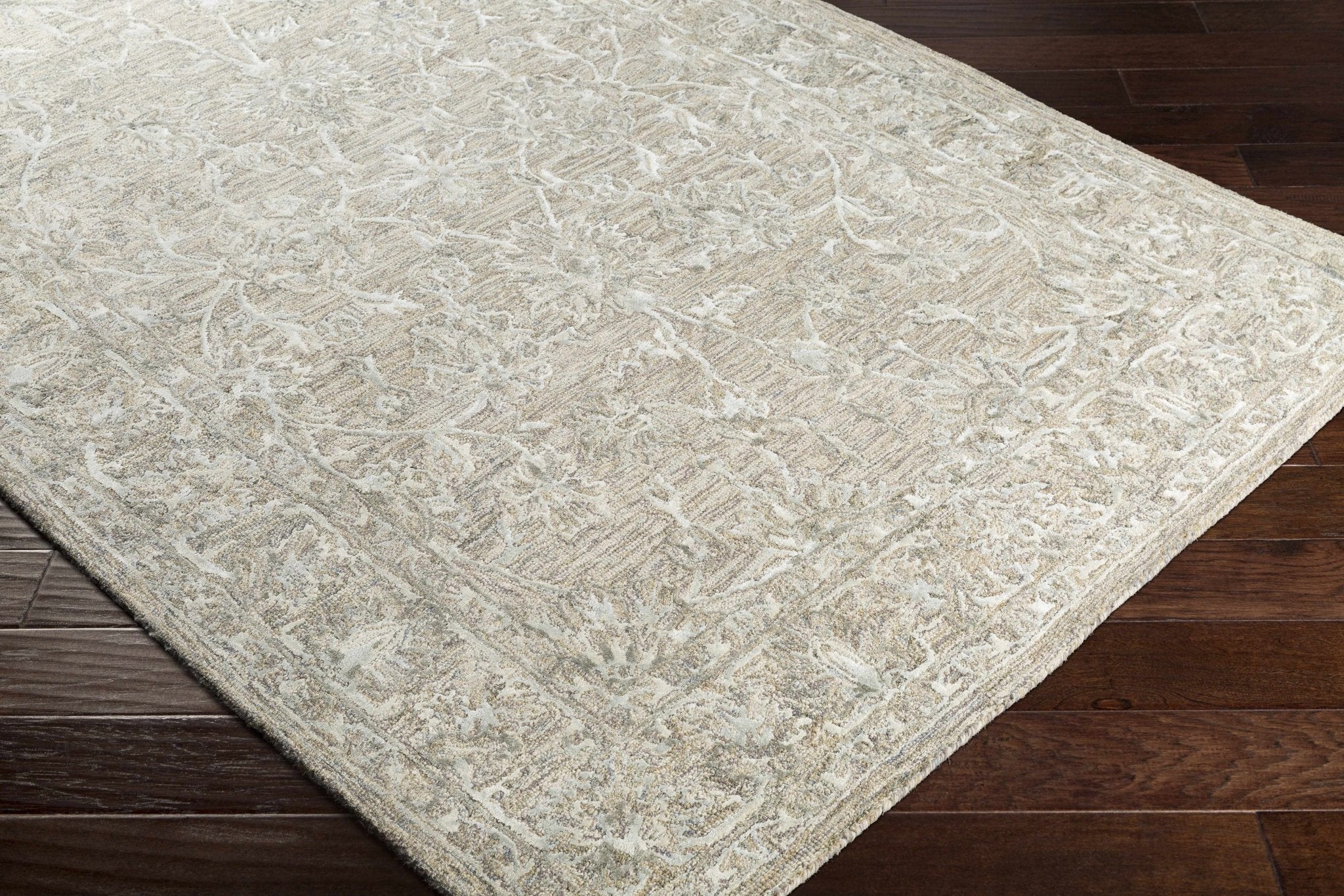 Traditional Mustard, Ivory And Olive Hand Tufted Wool Area Rug - Image 4