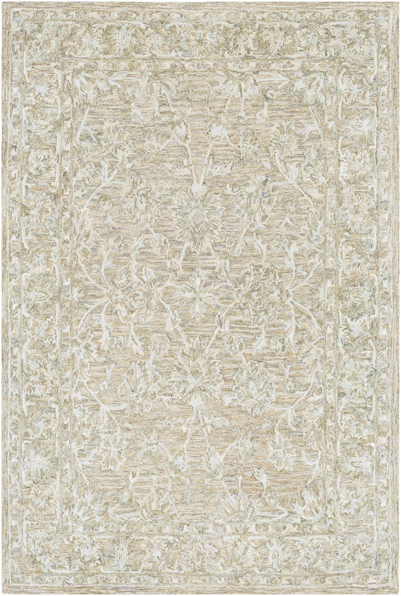 Traditional Mustard, Ivory And Olive Hand Tufted Wool Area Rug - Image 5