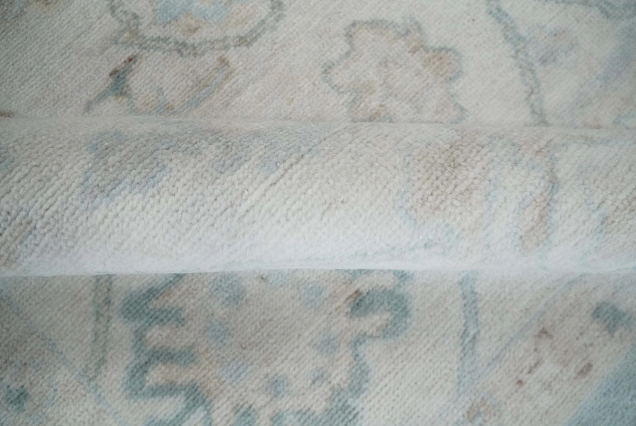 Custom Made Traditional Ivory and Silver Antique Style Oushak Hand knotted Wool Area Rug - Image 6