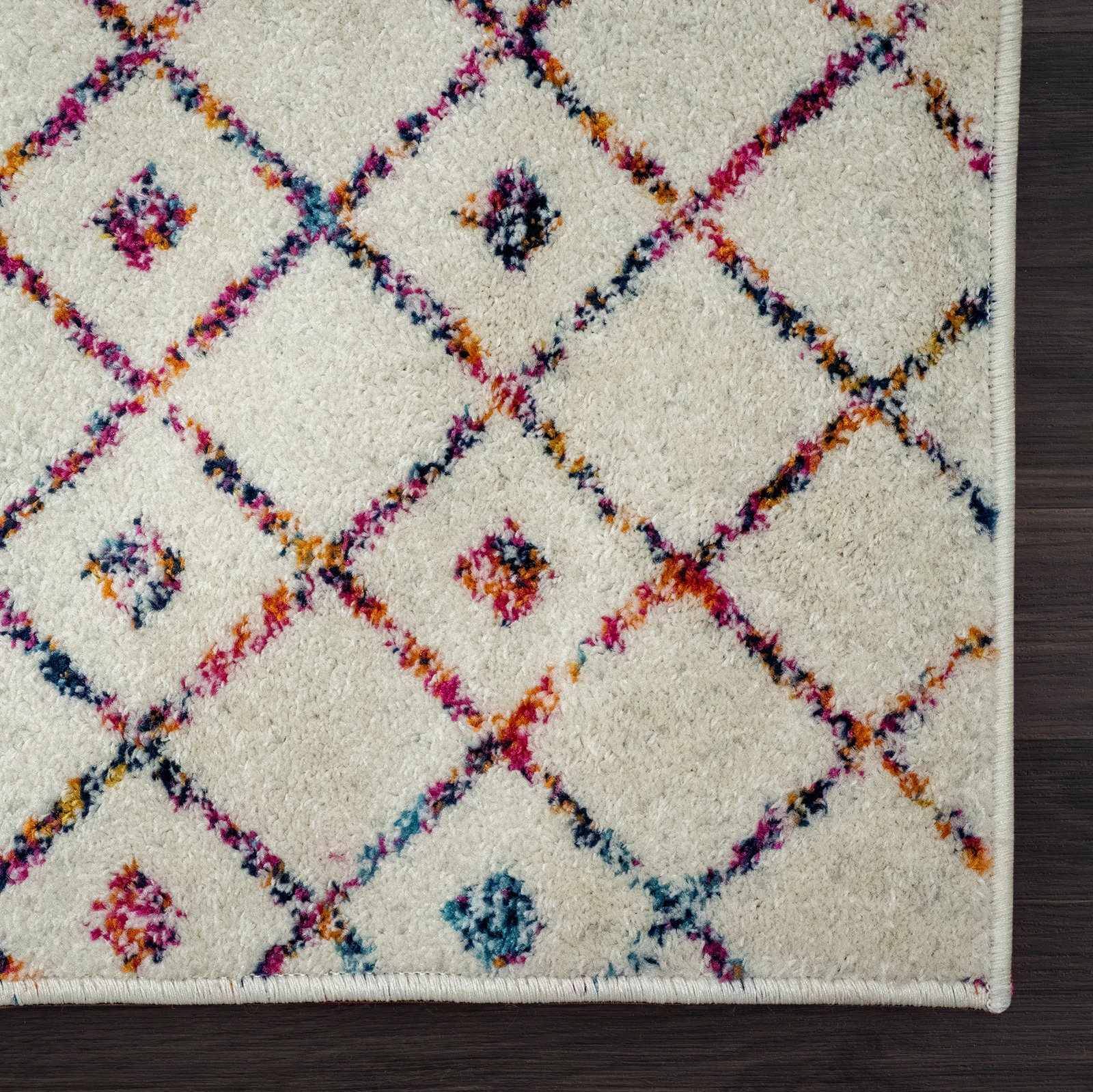 Traditional Ivory, Blue, Gold Multi color Tribal Trellis Area Rug - Image 4