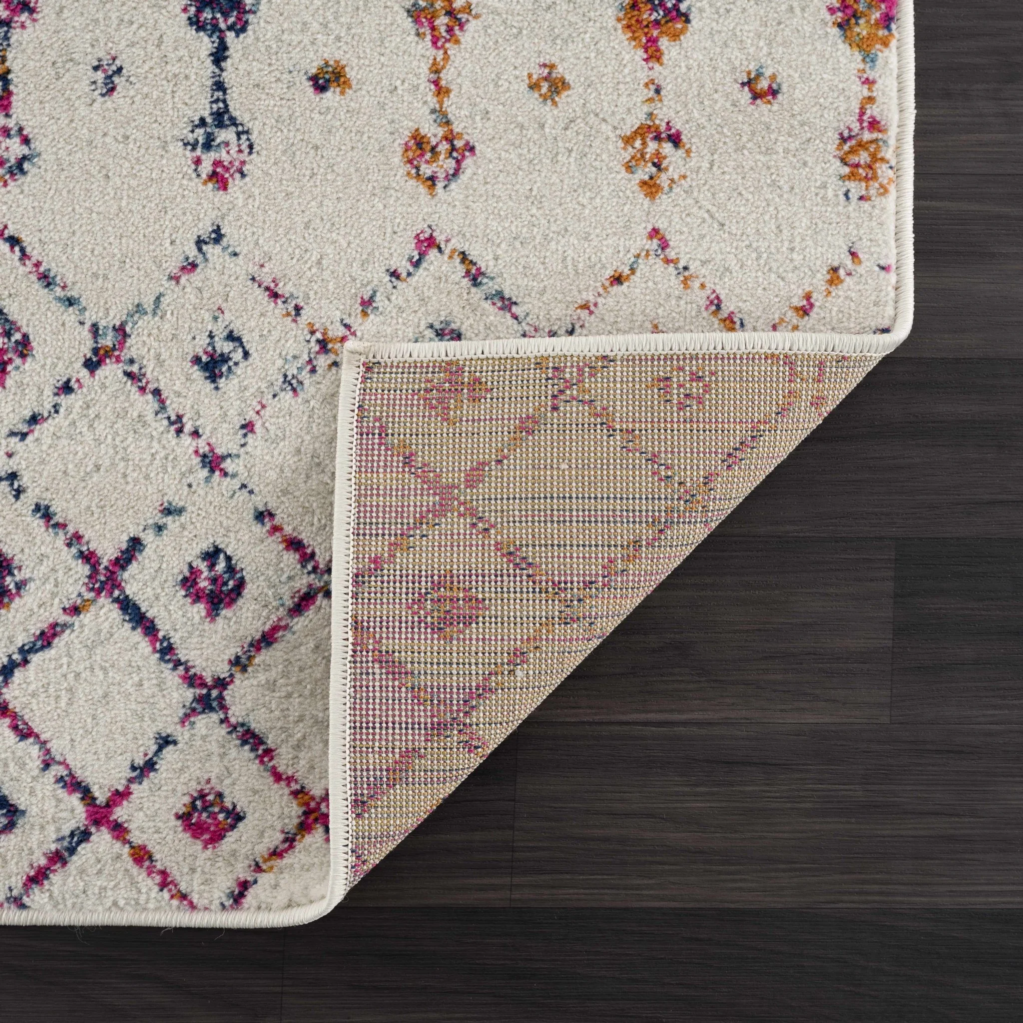 Traditional Ivory, Blue, Gold Multi color Tribal Trellis Area Rug - Image 9