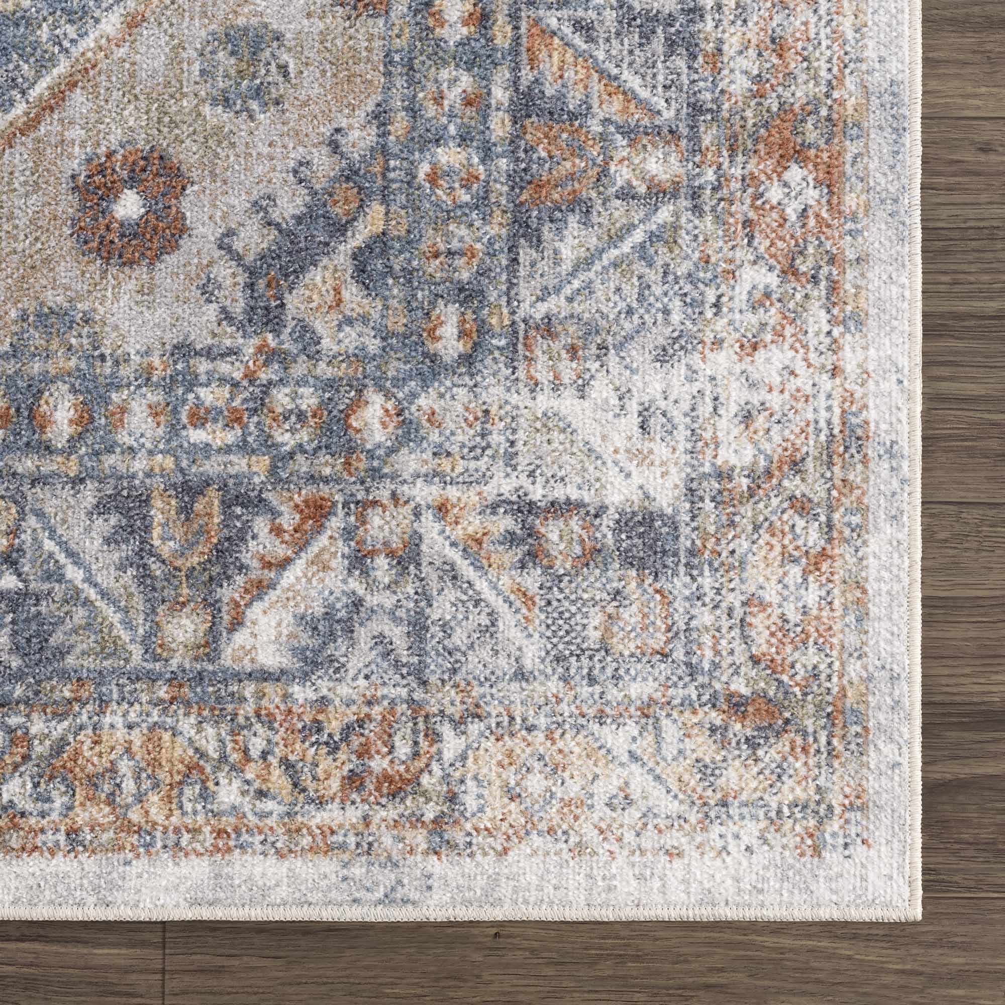 Traditional Ivory, Charcoal and Camel Vintage Style Machine Washable Area Rug - Image 14