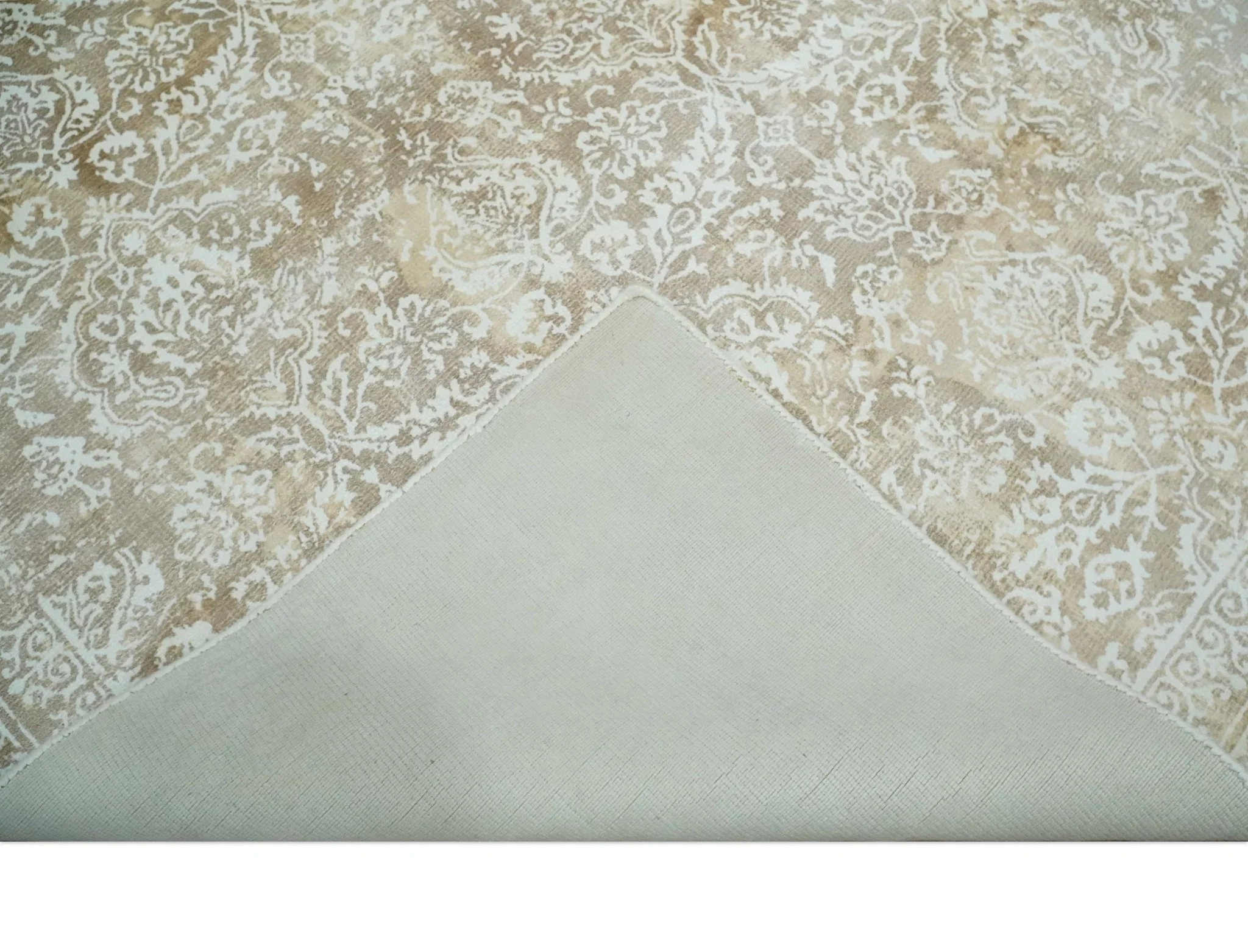 Premium Style Floral Traditional Ikat Large Design Camel and Ivory 5.6x7.9 Hand loom Viscose Area Rug - Image 8
