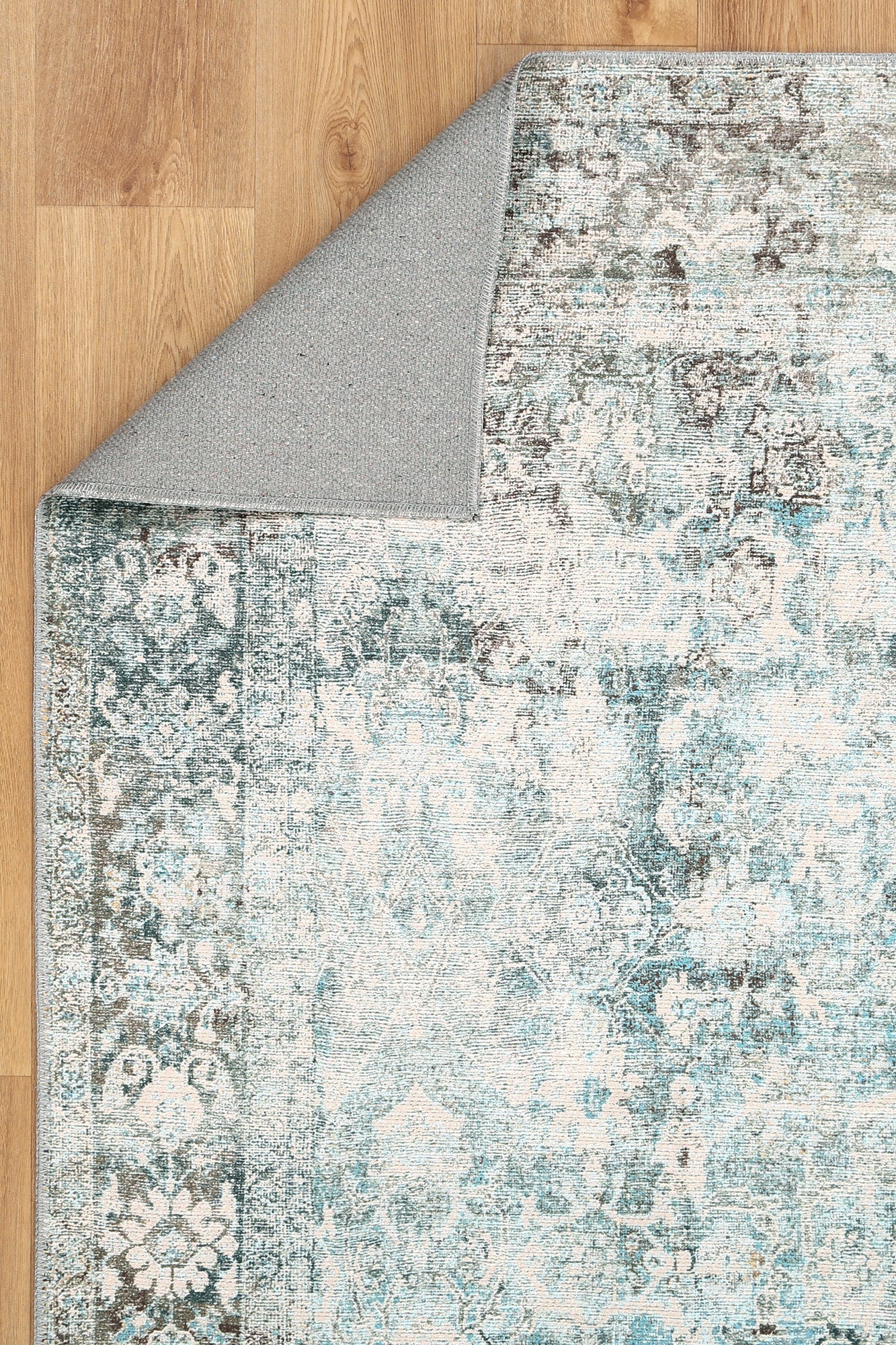 Transitional Machine Washable Gray And Blue Rug - Image 3
