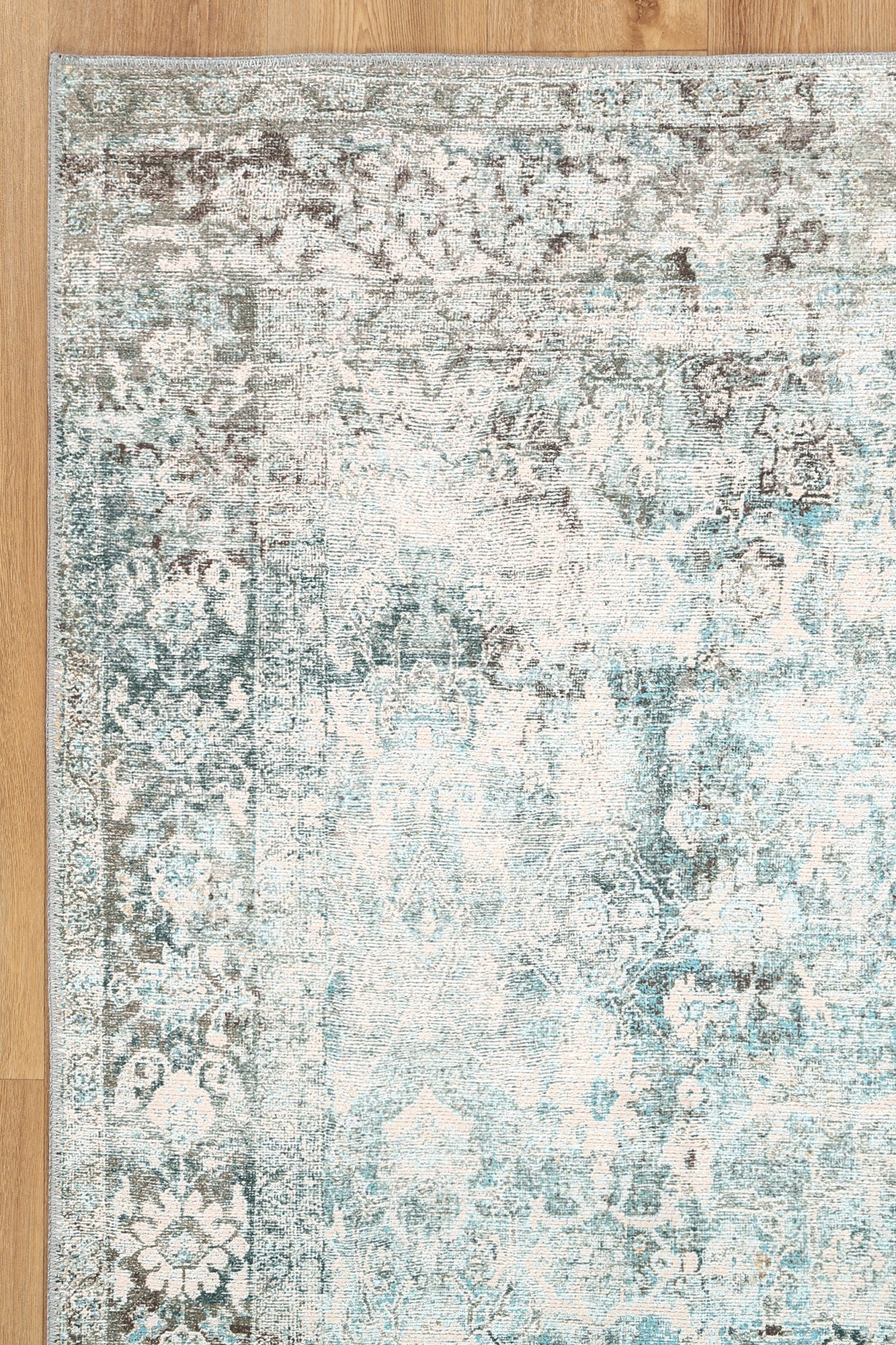 Transitional Machine Washable Gray And Blue Rug - Image 5