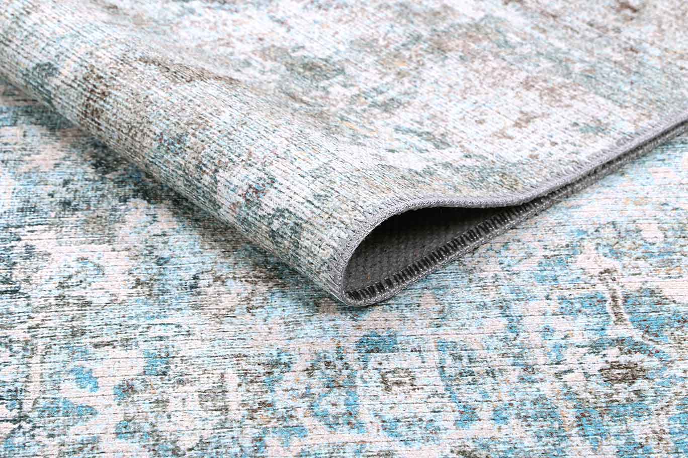 Transitional Machine Washable Gray And Blue Rug - Image 6