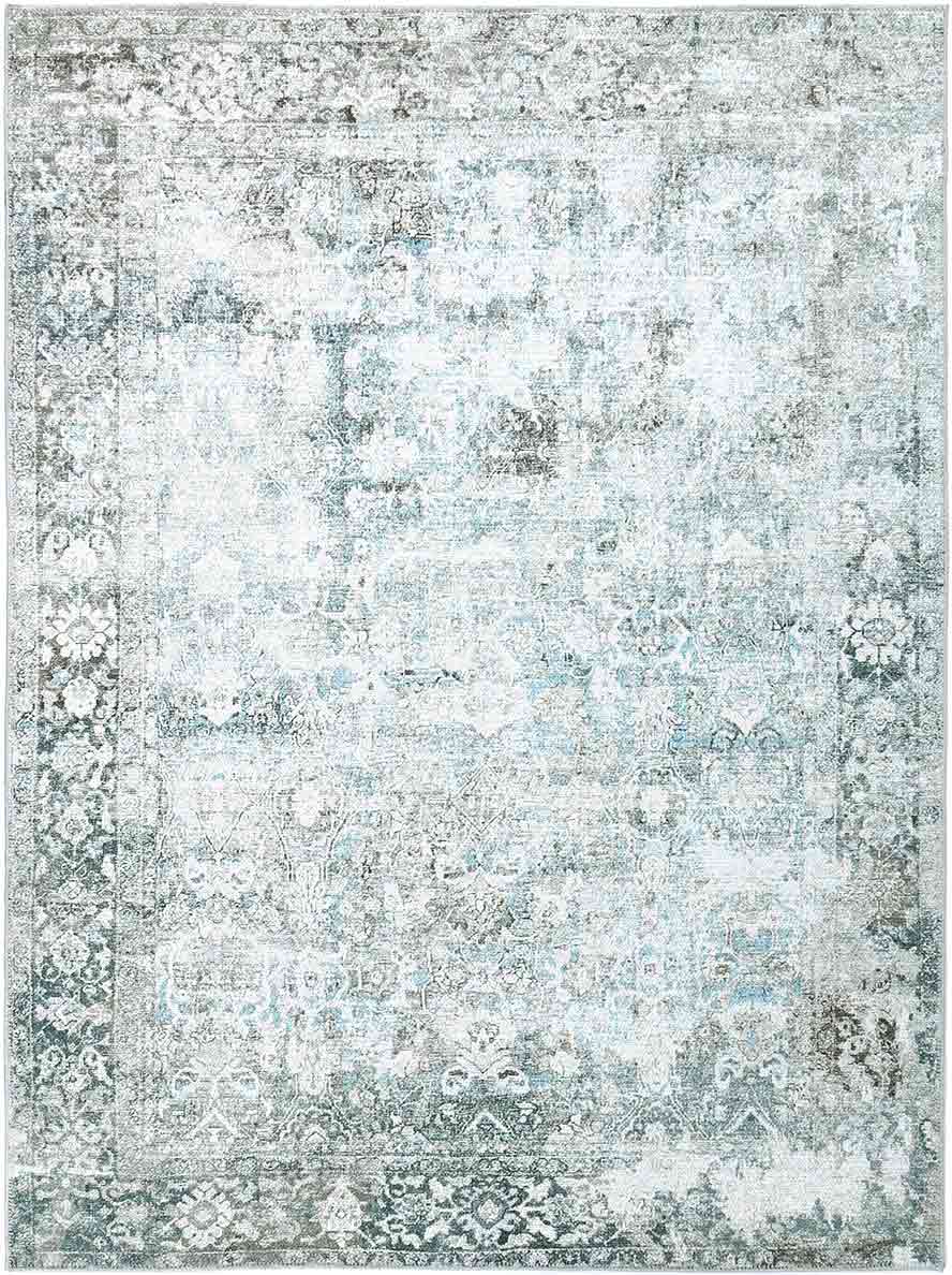 Transitional Machine Washable Gray And Blue Rug - Image 8