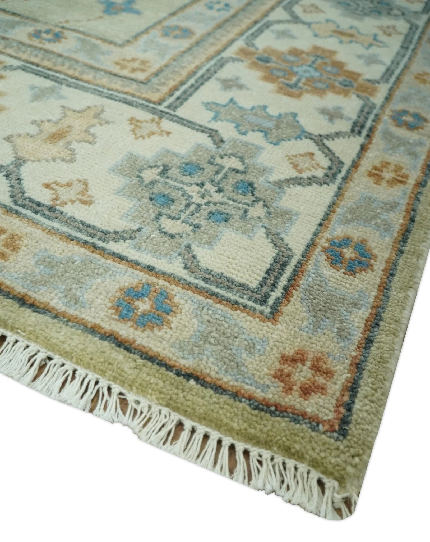 Traditional Mamluk Design Beige and Ivory Hand Knotted 8x10 wool area rug - Image 5
