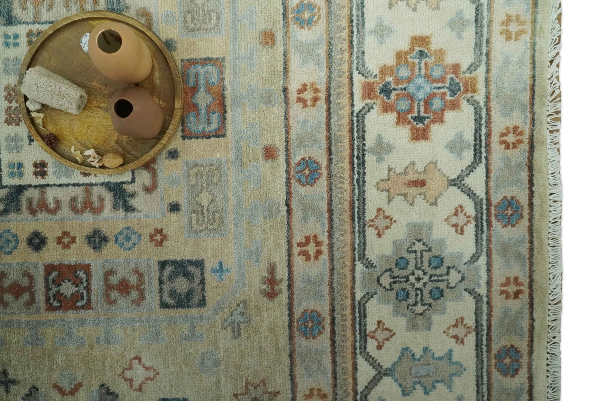 Traditional Mamluk Design Beige and Ivory Hand Knotted 8x10 wool area rug - Image 8