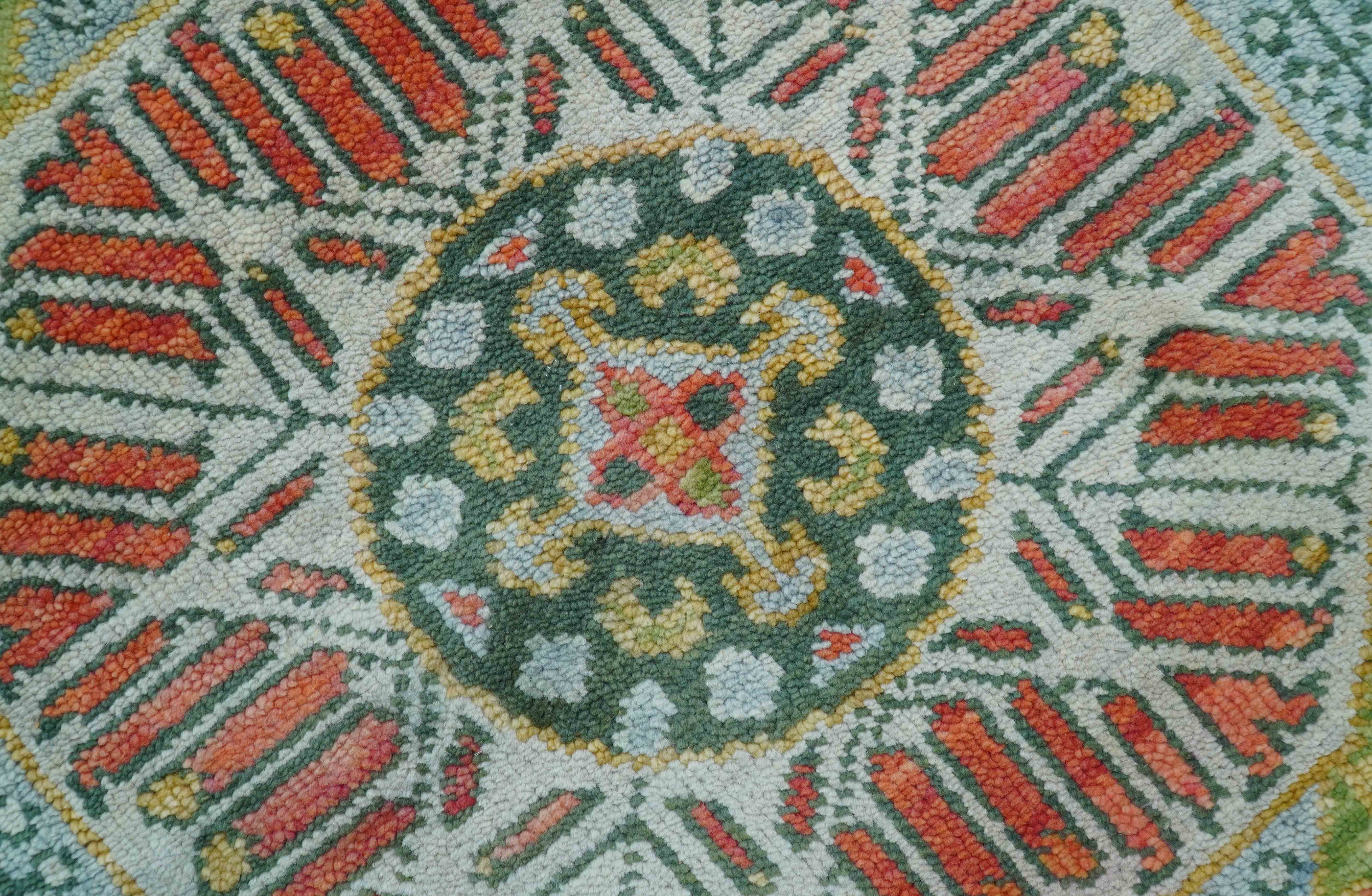 Traditional Mamluk Design Orange Hand knotted 8x10 Wool Rug - Image 4