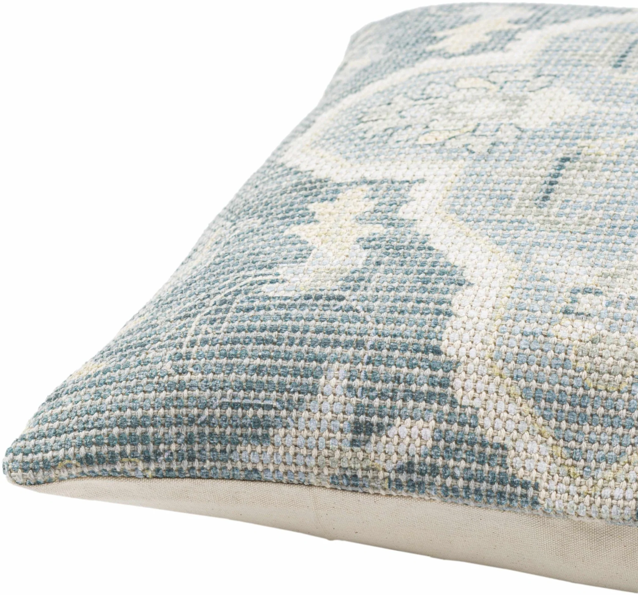 Hand Woven Traditional Medallion Blue and Teal Square Throw Pillow - Image 2