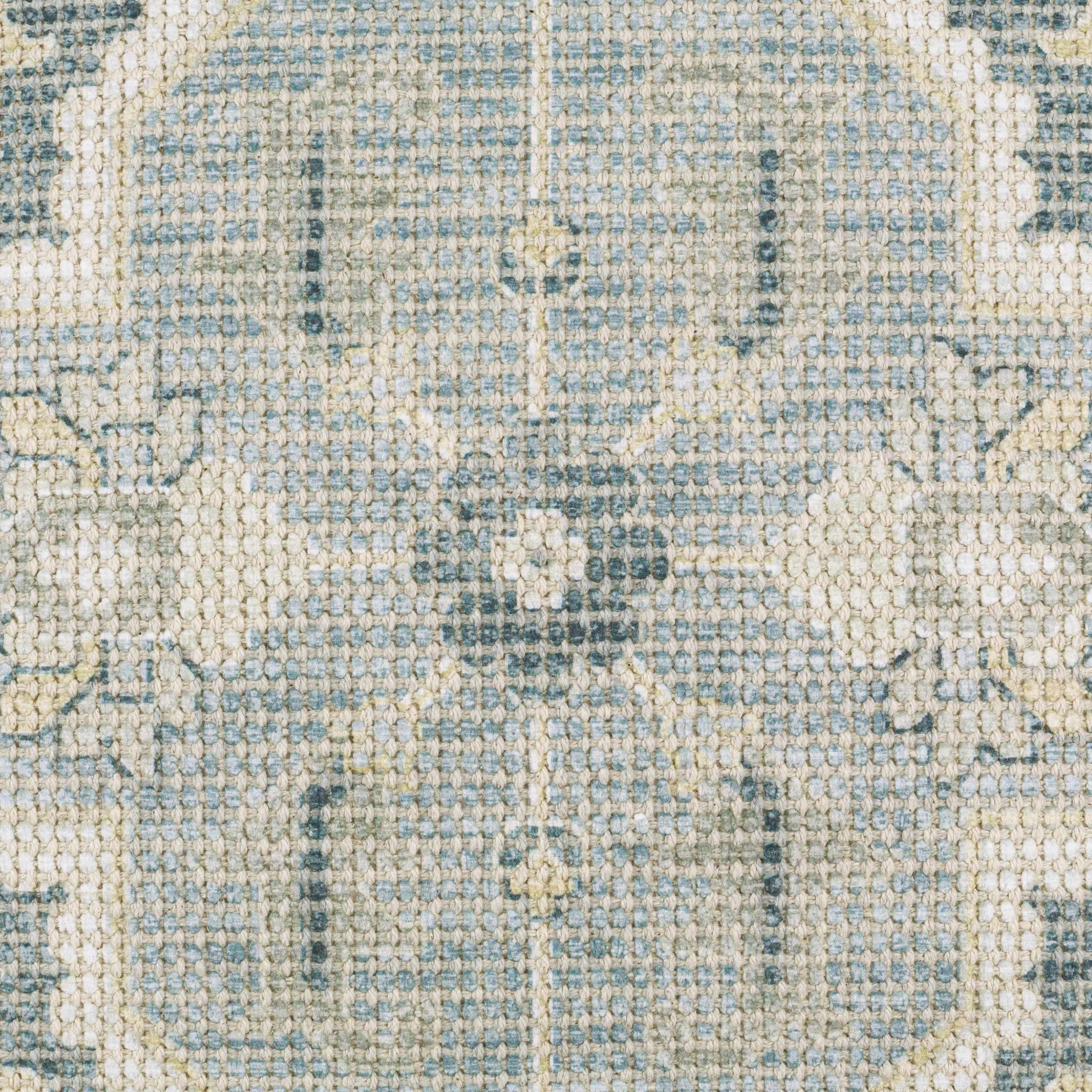 Hand Woven Traditional Medallion Blue and Teal Square Throw Pillow - Image 5