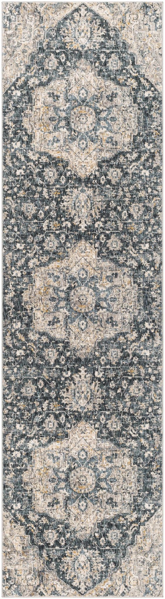Traditional Medallion Charcoal And Camel Area Rug - Image 10