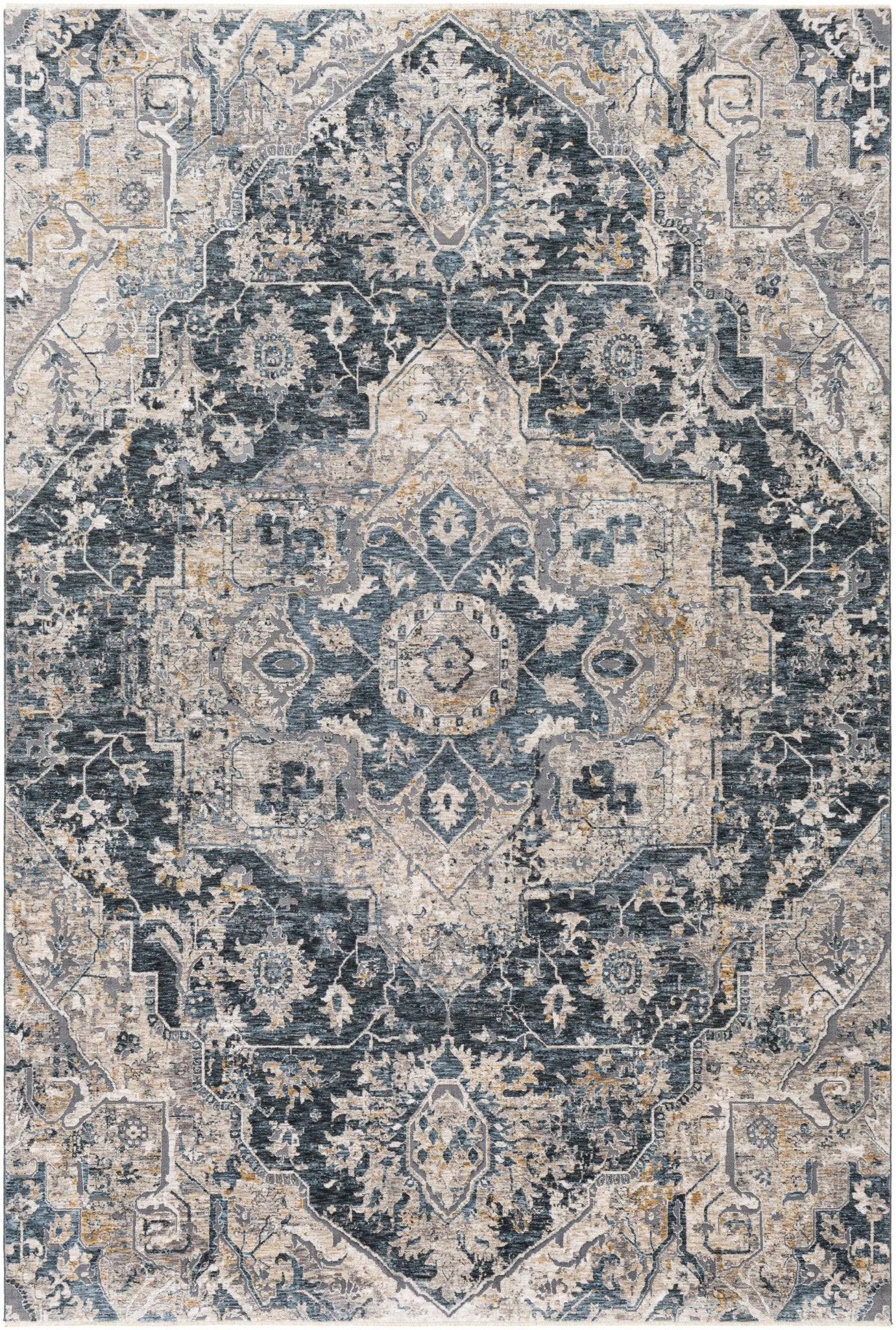 Traditional Medallion Charcoal And Camel Area Rug - Image 12