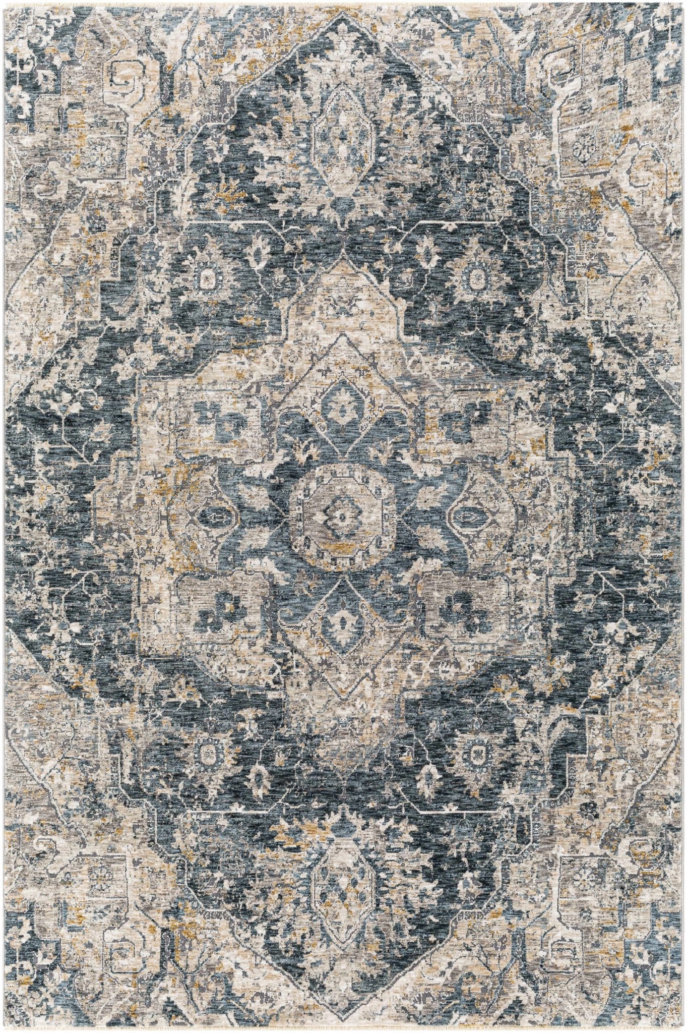Traditional Medallion Charcoal And Camel Area Rug - Image 13