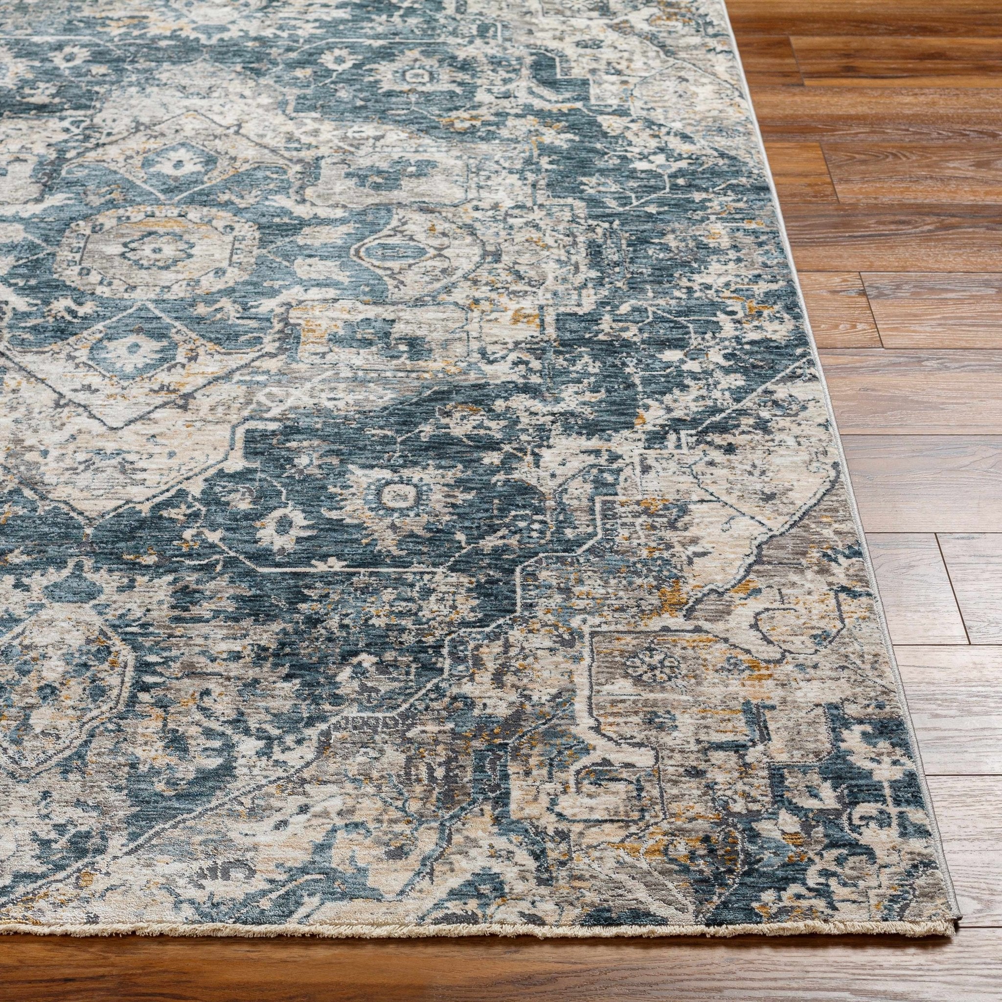 Traditional Medallion Charcoal And Camel Area Rug - Image 14