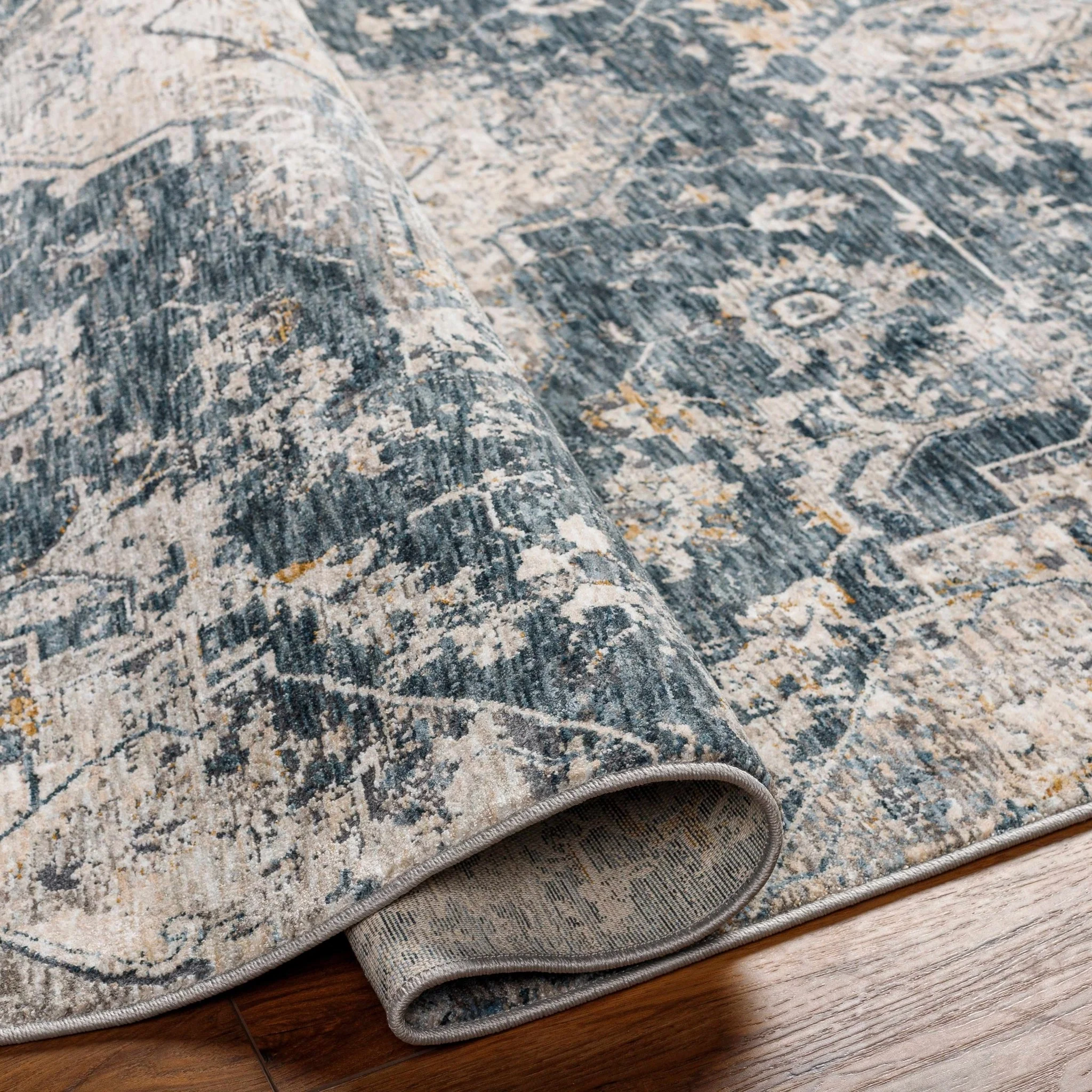 Traditional Medallion Charcoal And Camel Area Rug - Image 15