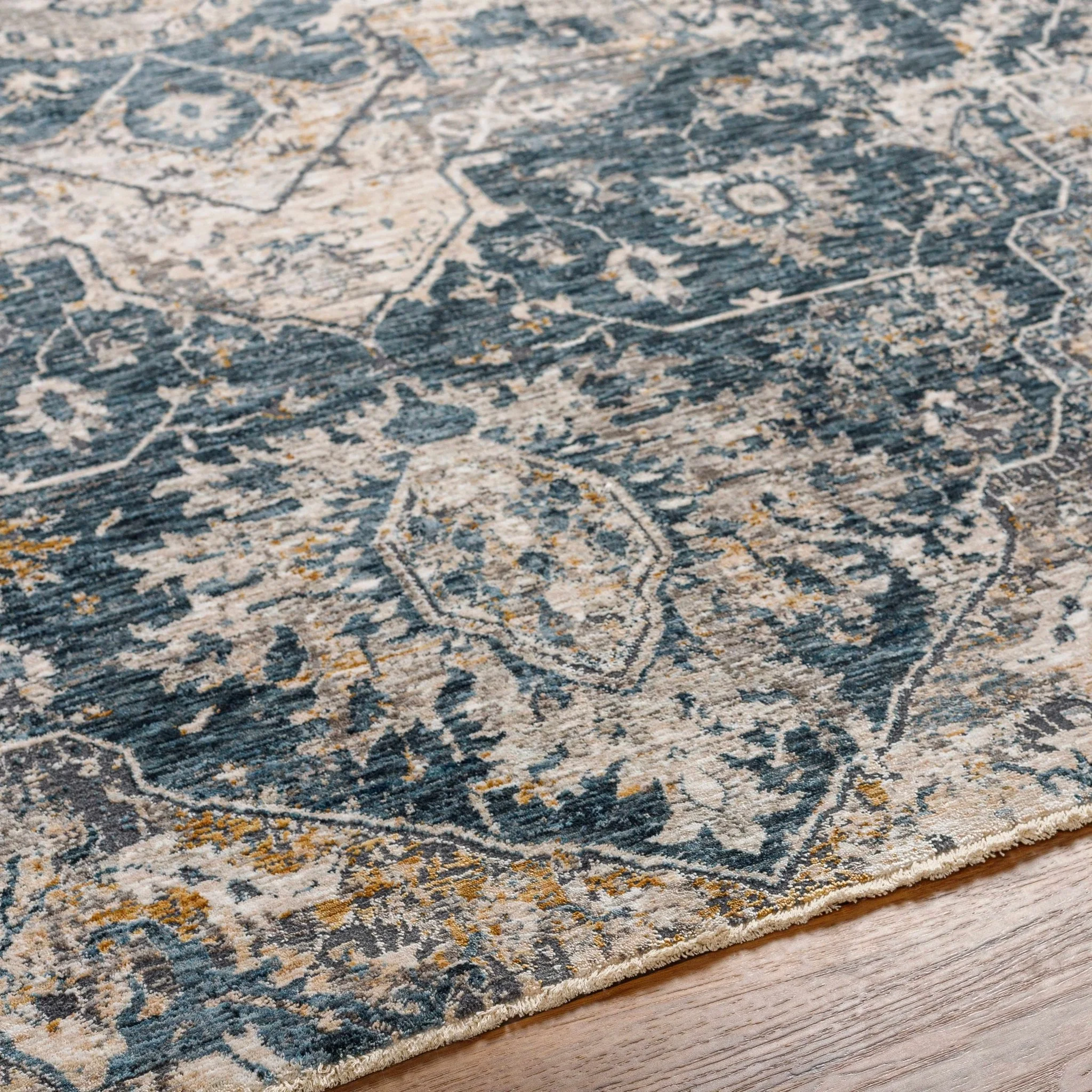 Traditional Medallion Charcoal And Camel Area Rug - Image 16