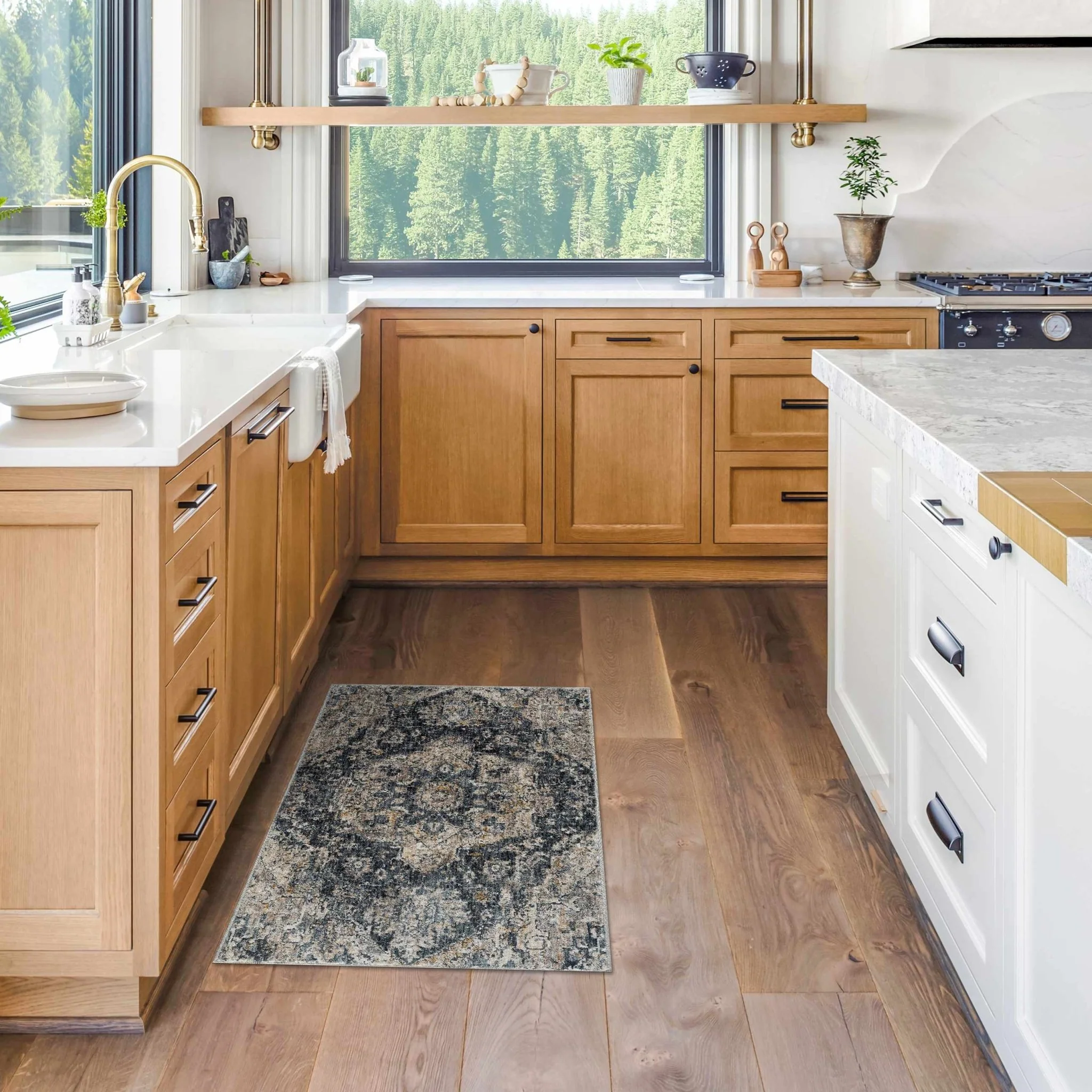 Traditional Medallion Charcoal And Camel Area Rug - Image 2