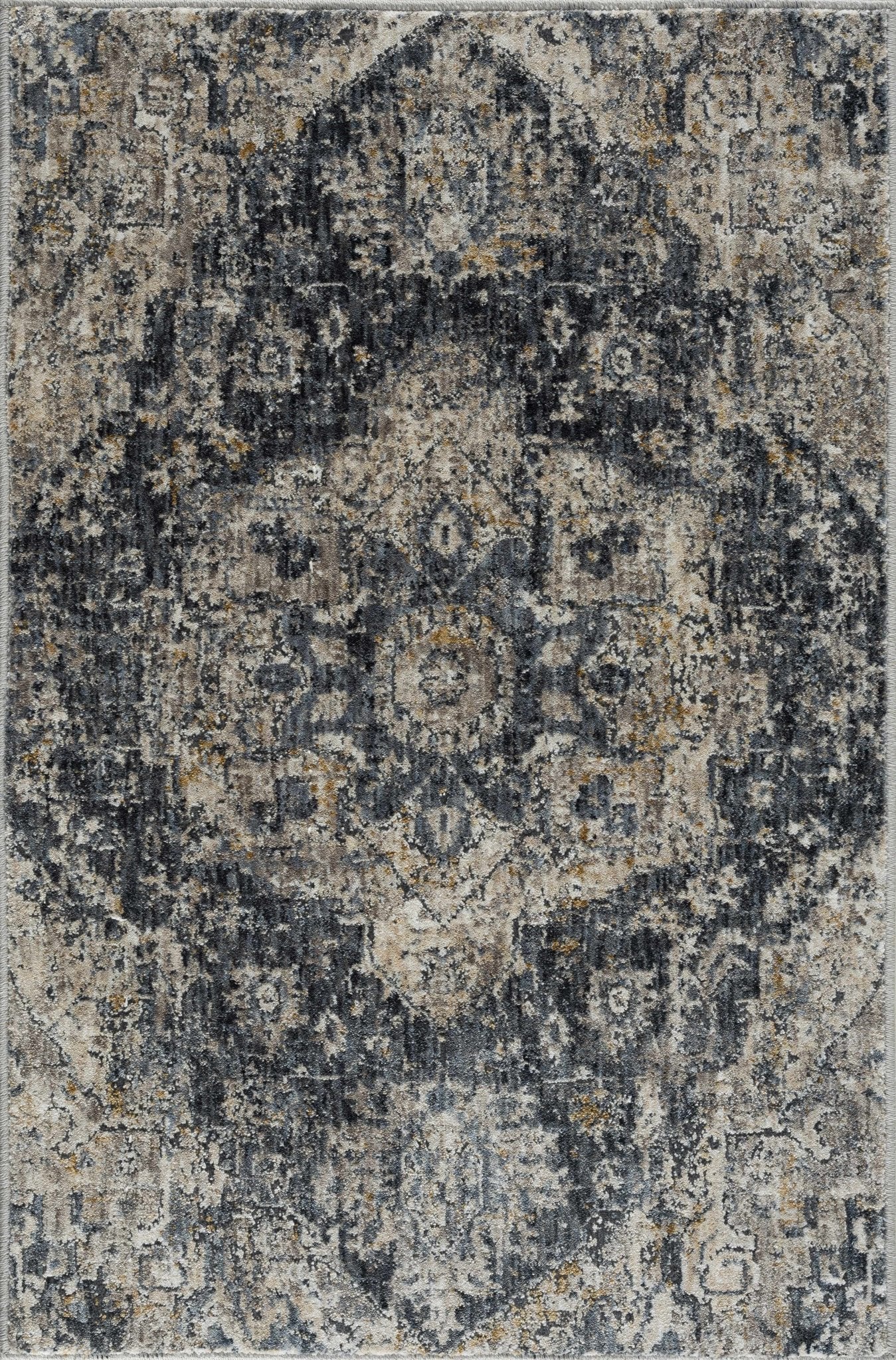 Traditional Medallion Charcoal And Camel Area Rug - Image 5