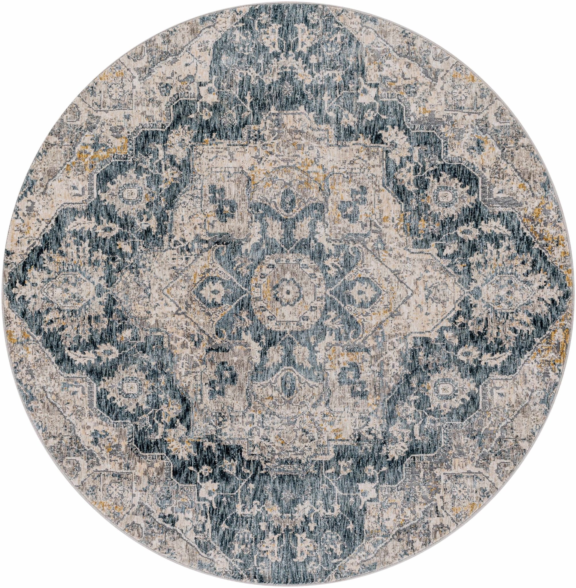 Traditional Medallion Charcoal And Camel Area Rug - Image 6