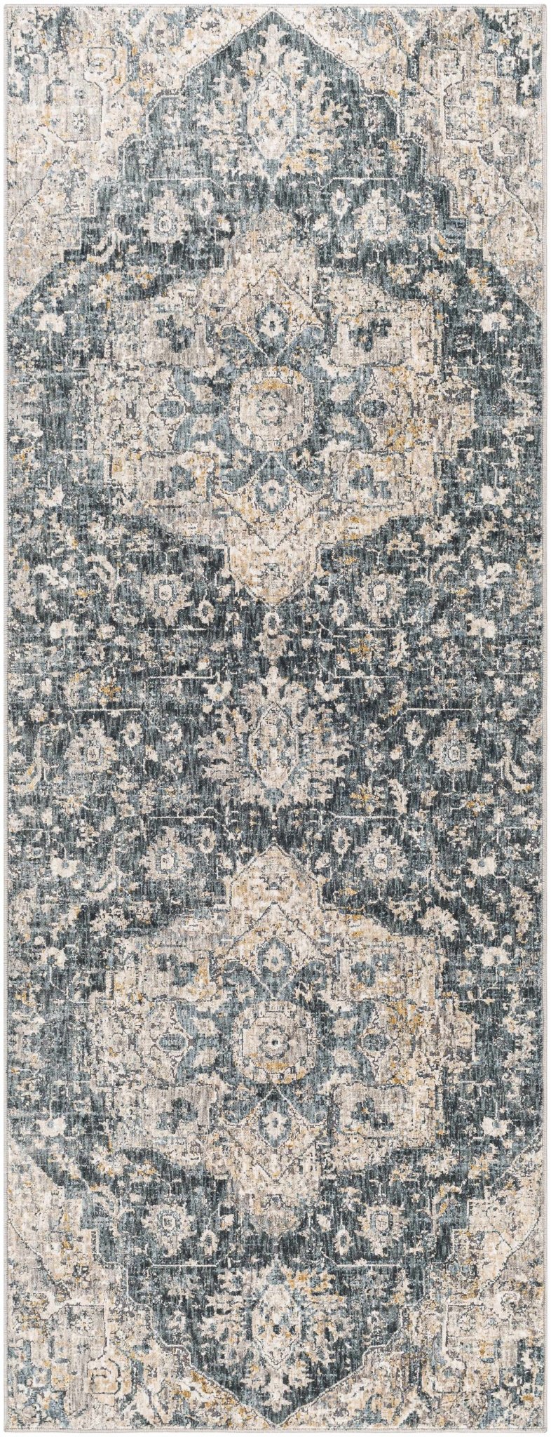 Traditional Medallion Charcoal And Camel Area Rug - Image 9