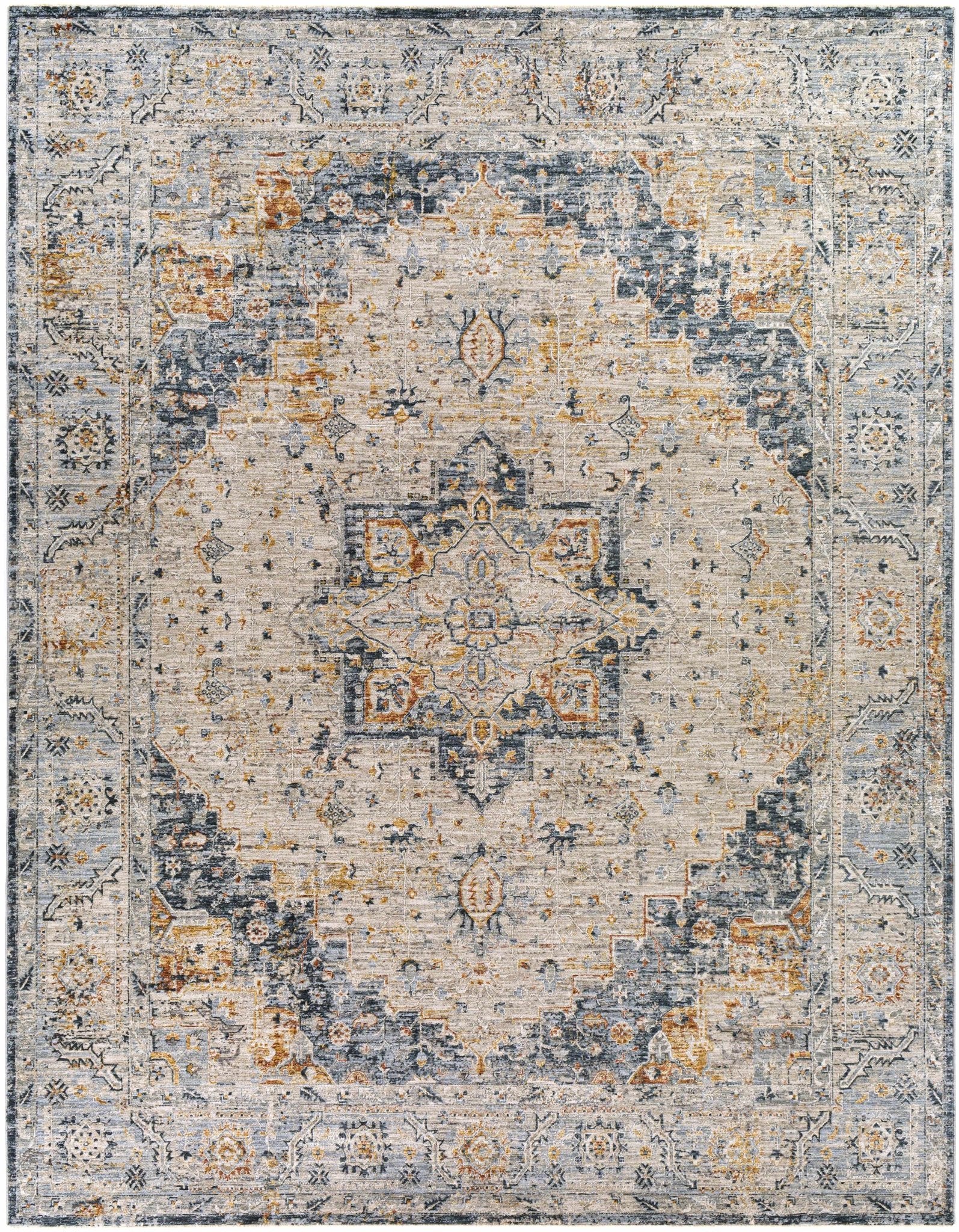 Traditional Medallion Design Beige And Brown Rug - Image 9