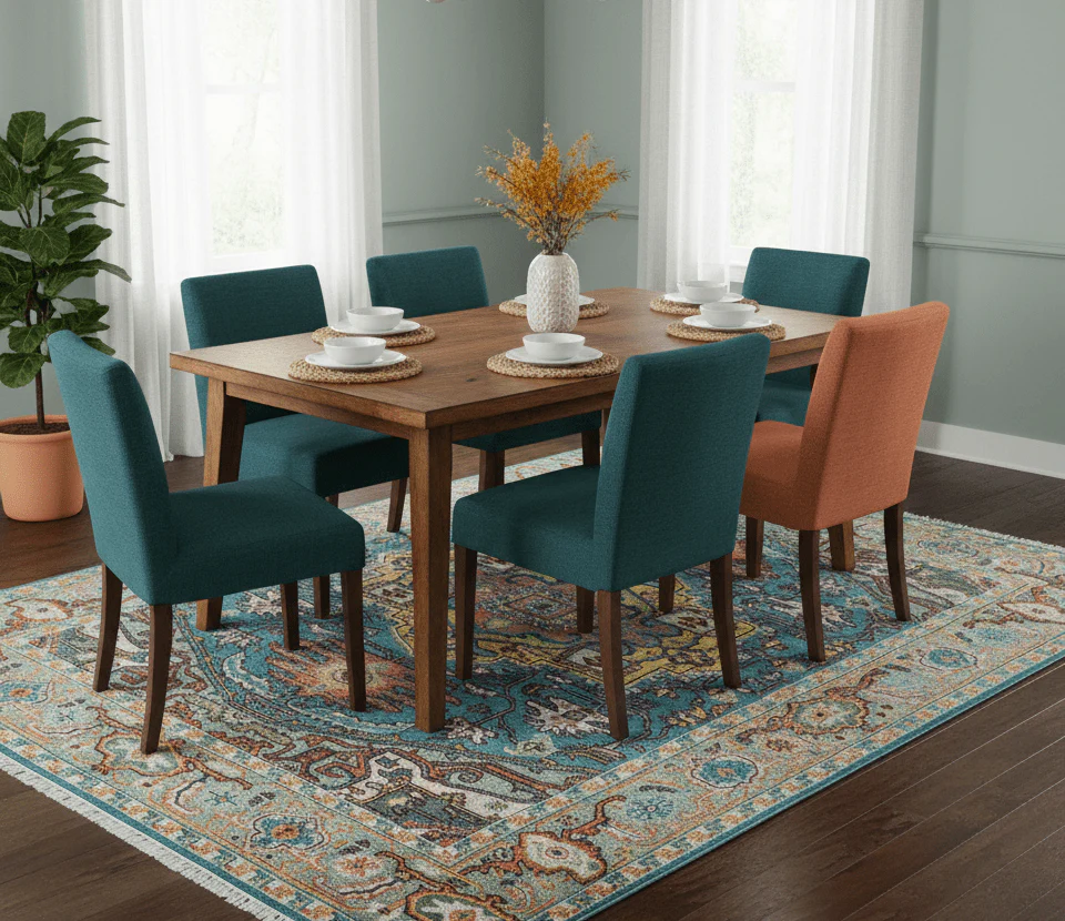 Traditional Medallion Design Blue Hand knotted 8x10 Wool Area Rug - Image 2