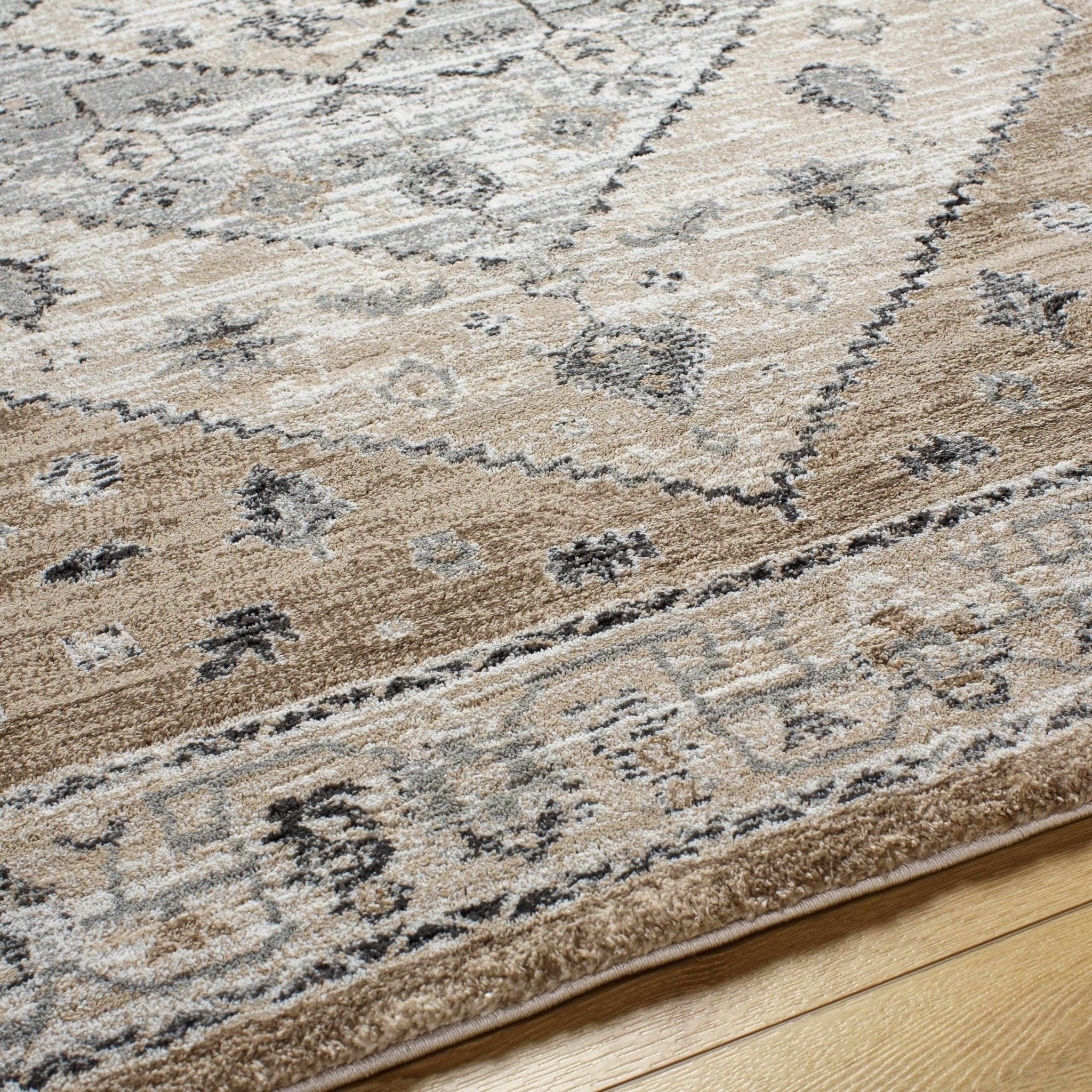 Traditional Medallion Design Gray Machine Woven Area Rug - Image 4