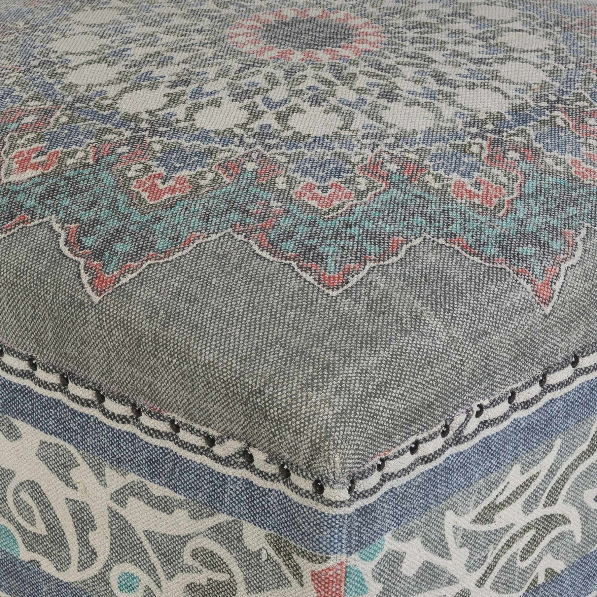 Traditional Medallion Gray and Blue foot stool - Image 3