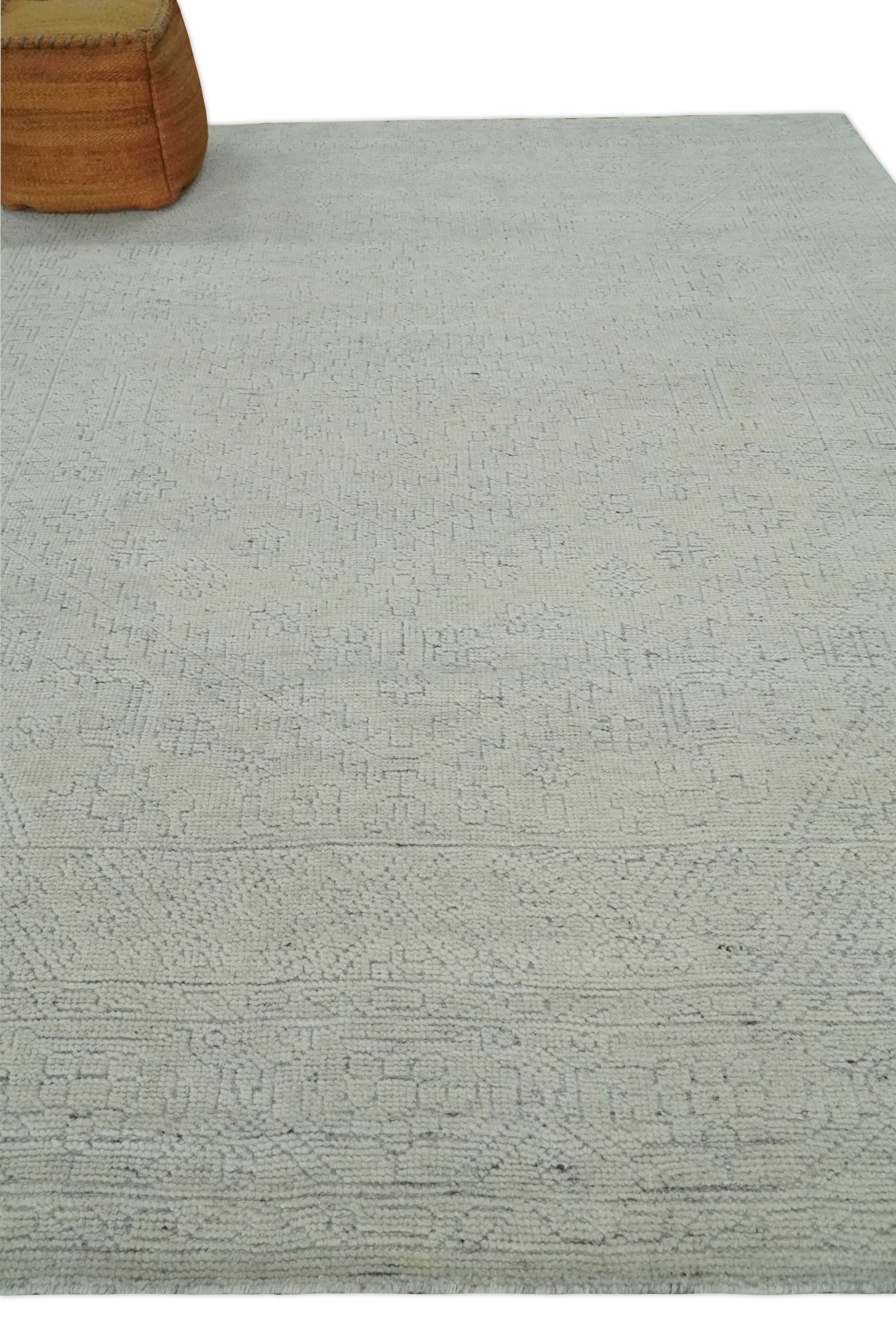 Neutral Contemporary 8x10 Medallion Beige 8x10 Hand knotted wool area rug - Image 10