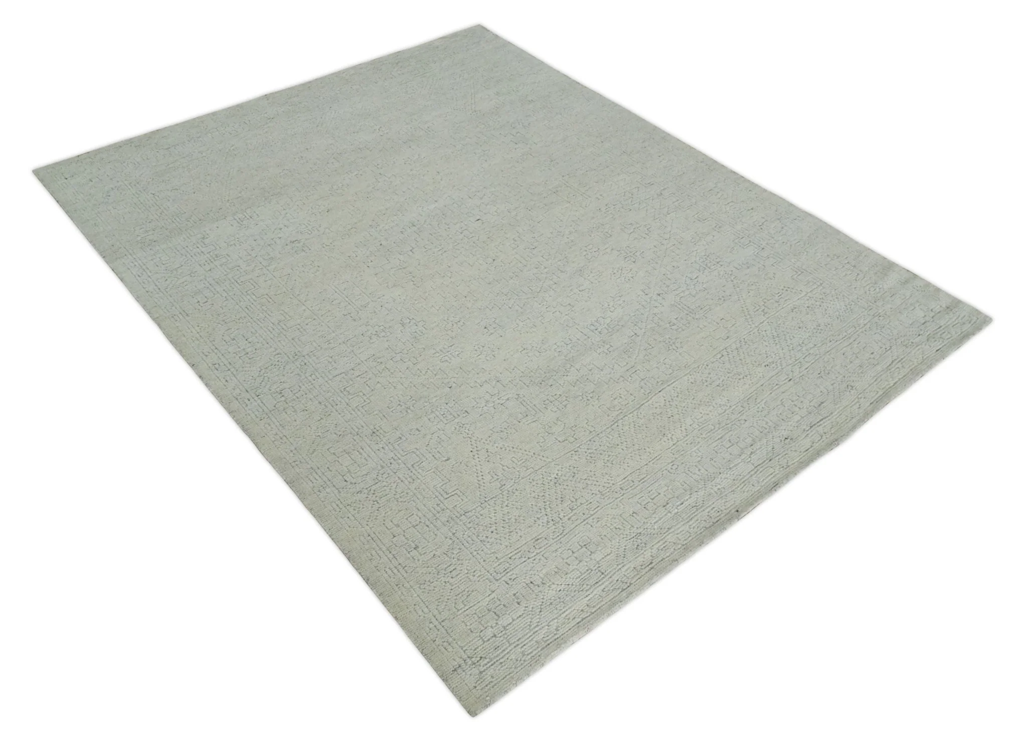 Neutral Contemporary 8x10 Medallion Beige 8x10 Hand knotted wool area rug - Image 2