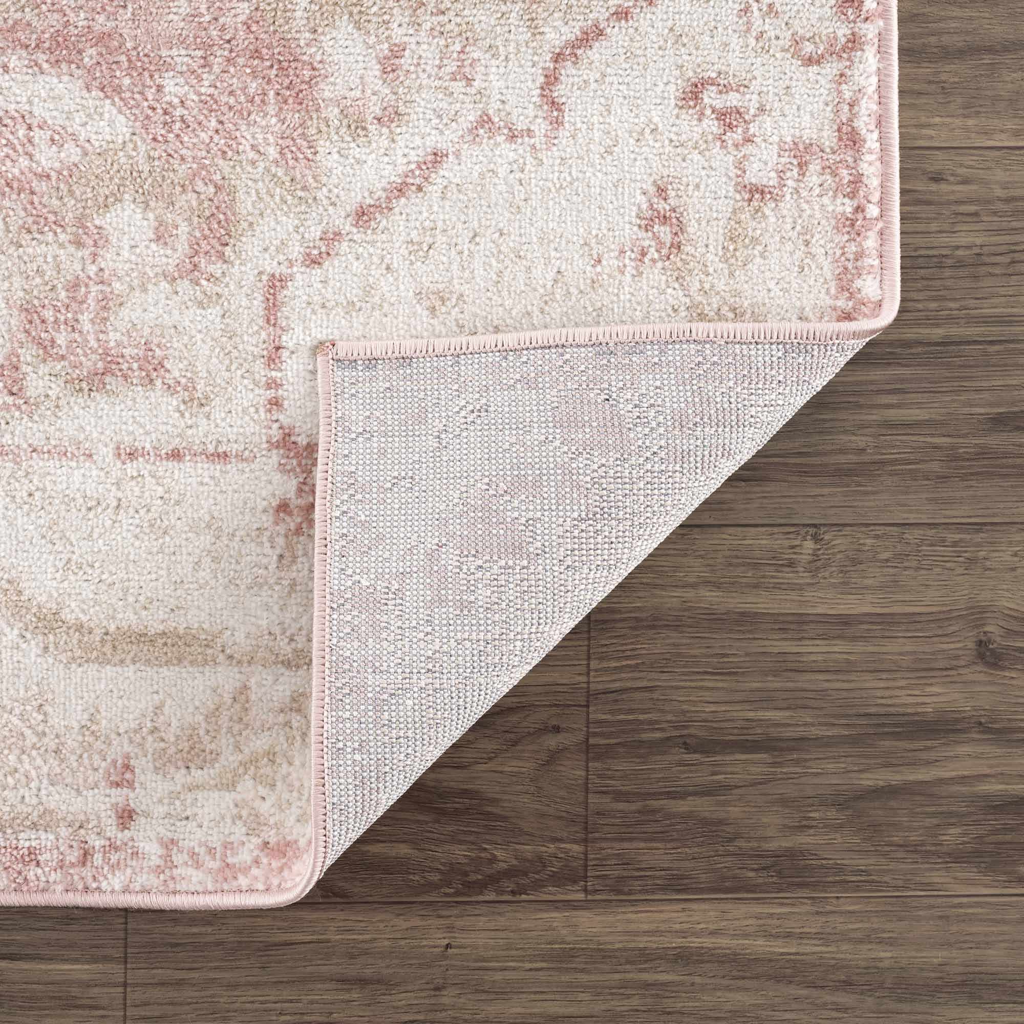 Traditional Medallion Pink, Silver and Beige Multi Size Area Rug - Image 6