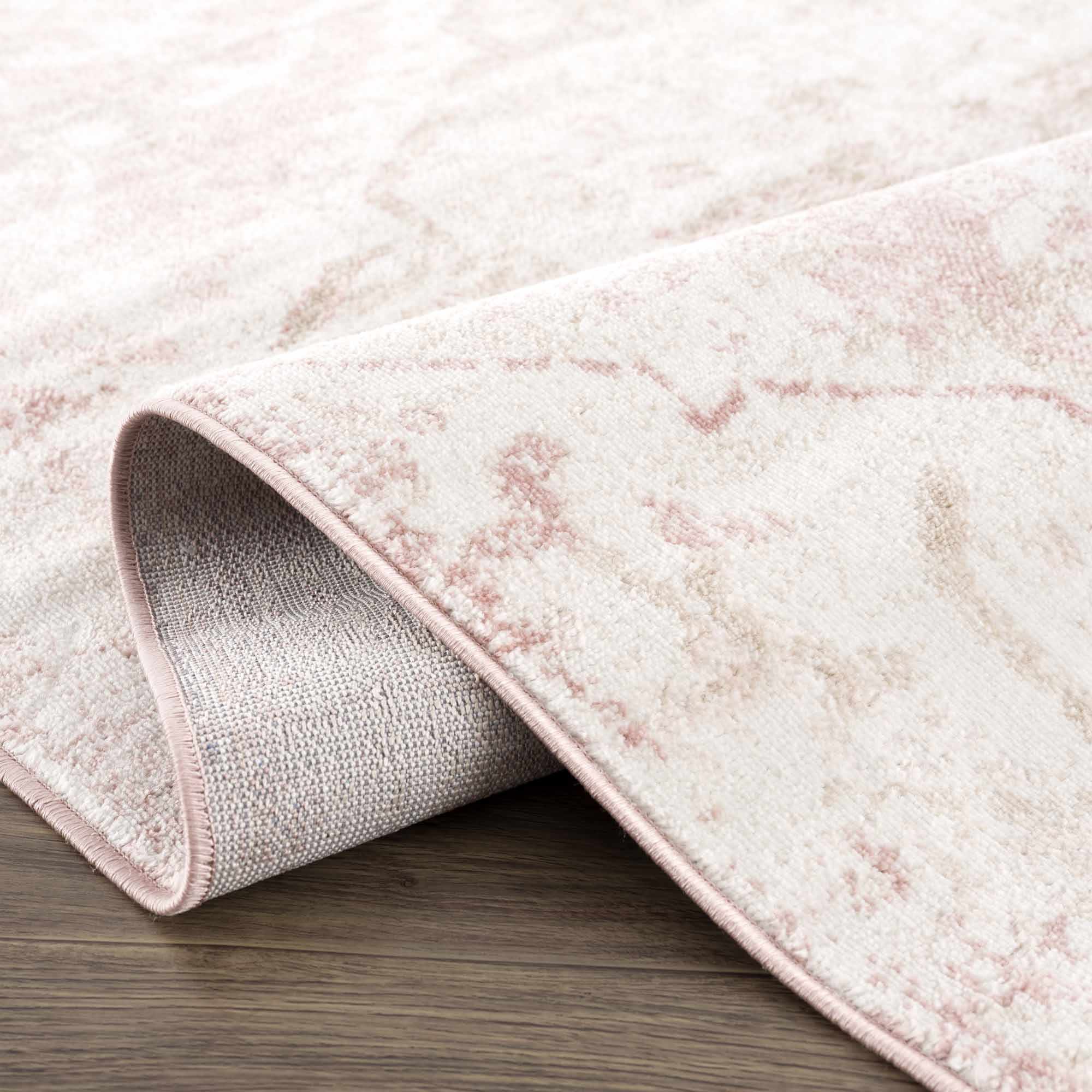 Traditional Medallion Pink, Silver and Beige Multi Size Area Rug - Image 7