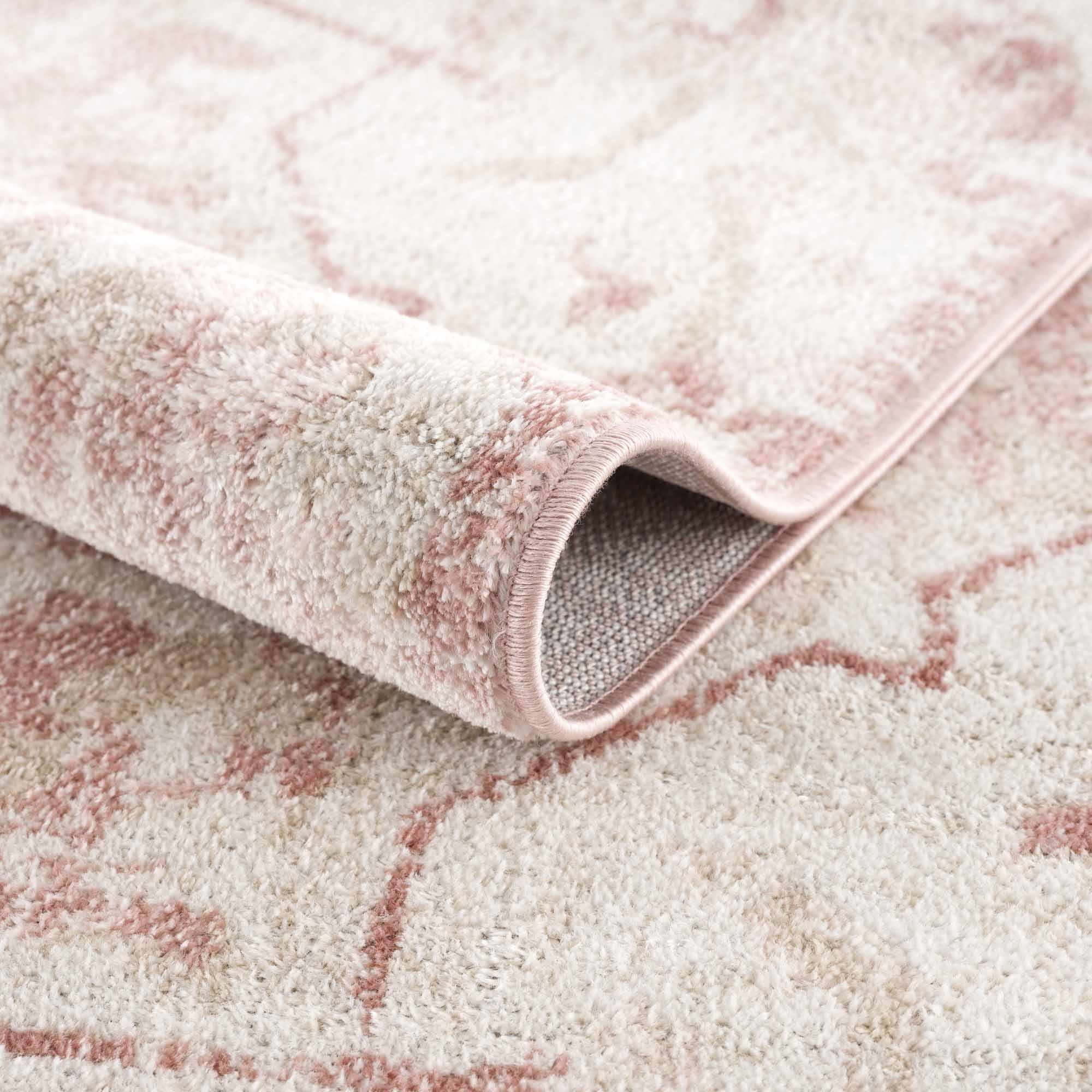 Traditional Medallion Pink, Silver and Beige Multi Size Area Rug - Image 8