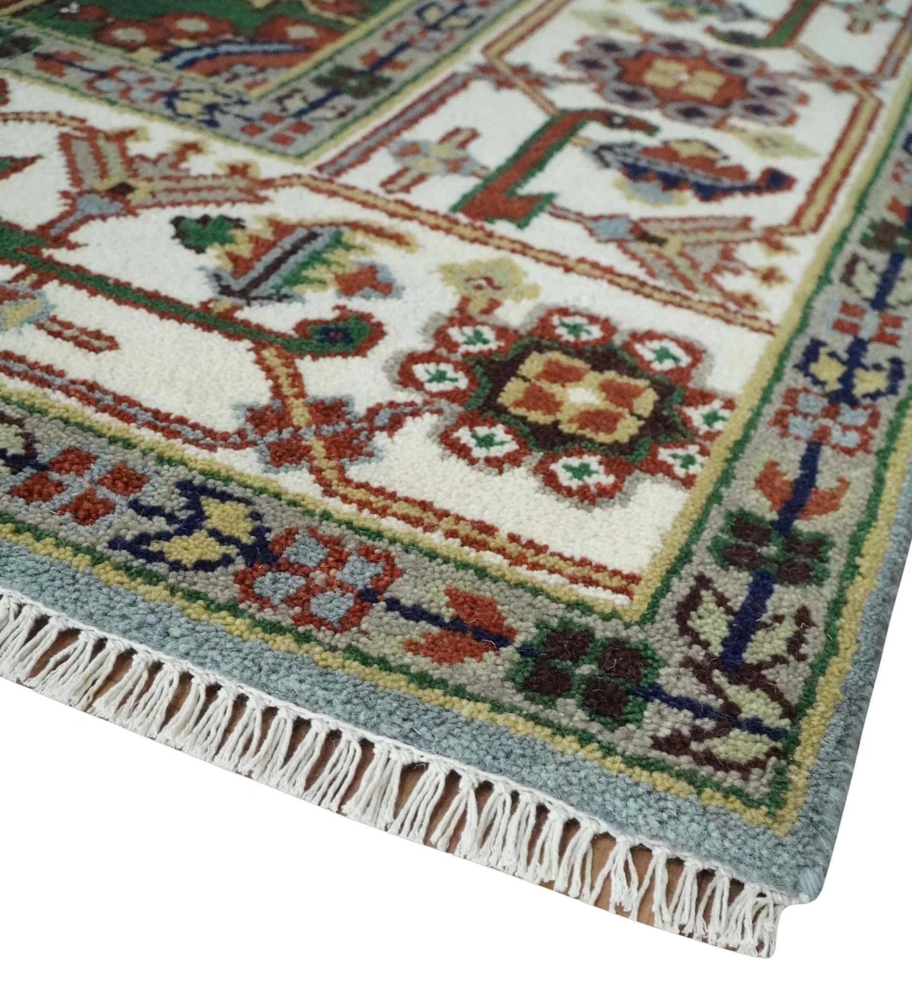 9x12 and Runner Traditional Mustard, Silver and Ivory Hand knotted wool Area Rug - Image 5
