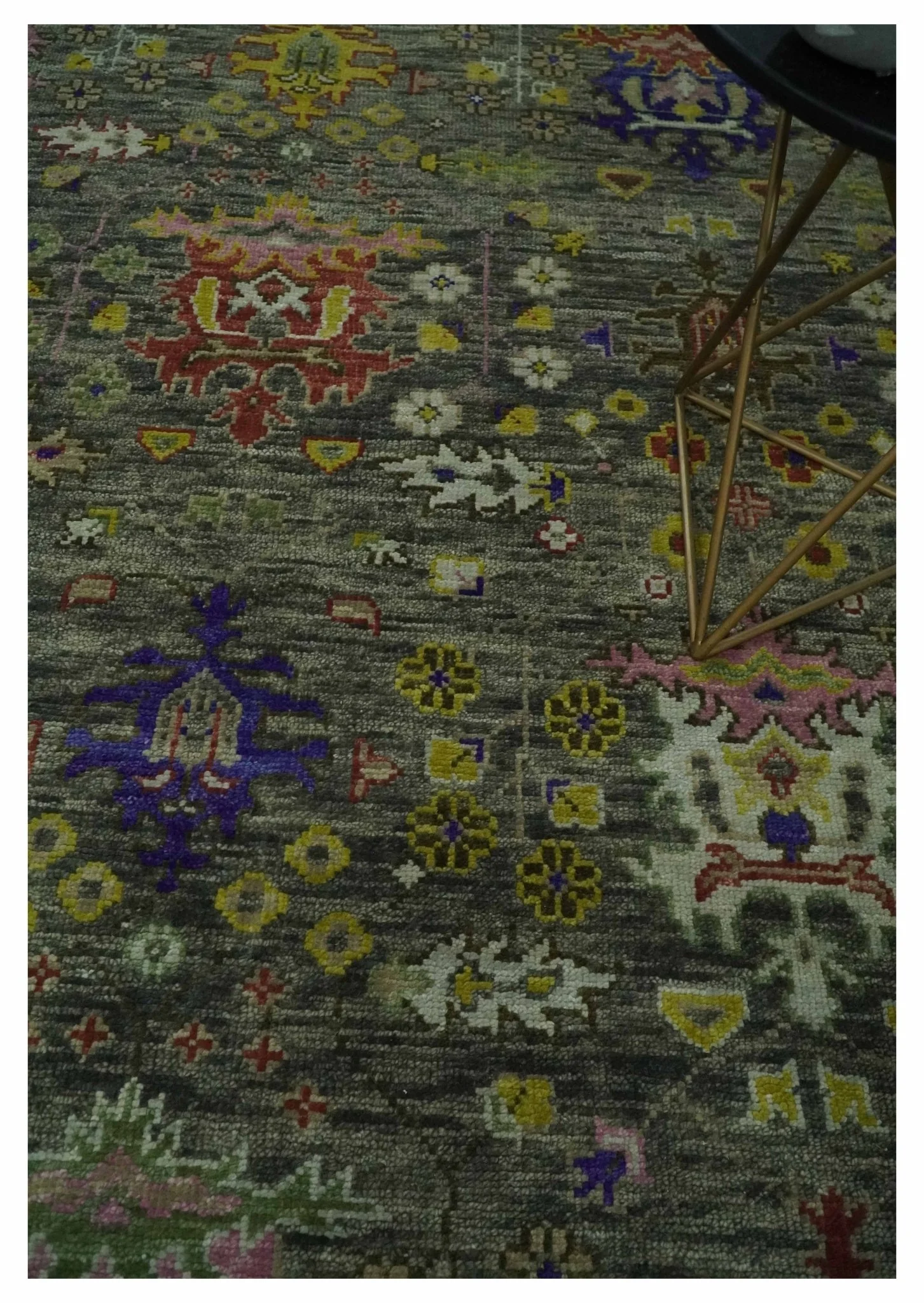 Ready 9x12 Traditional Moss Green and Silver Hand knotted Oushak Wool Area Rug - Image 2