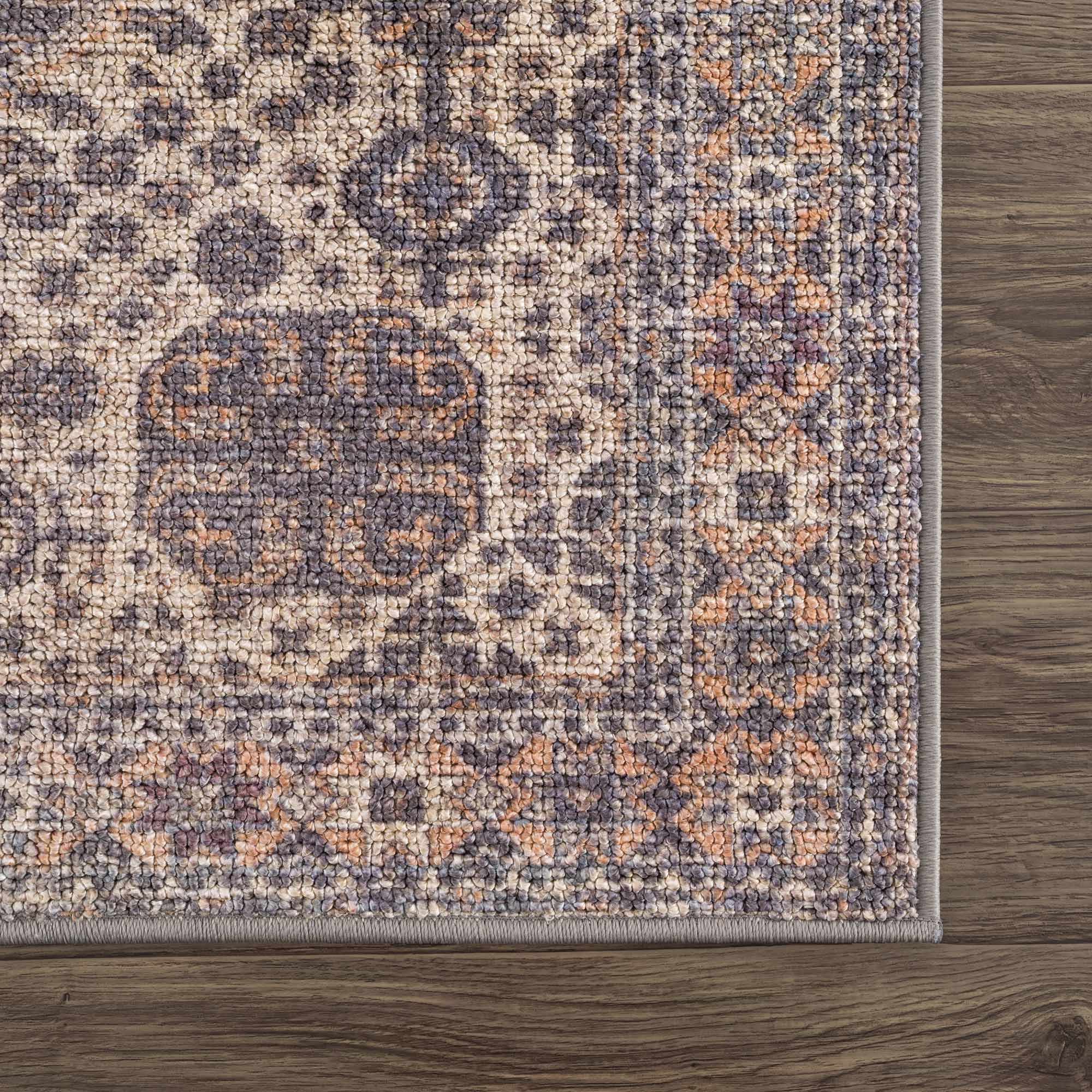 Traditional Oriental Design Beige and Purple Medium pile Area rug - Image 15