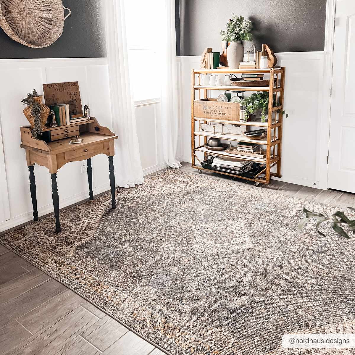 Traditional Oriental Design Beige and Purple Medium pile Area rug - Image 2