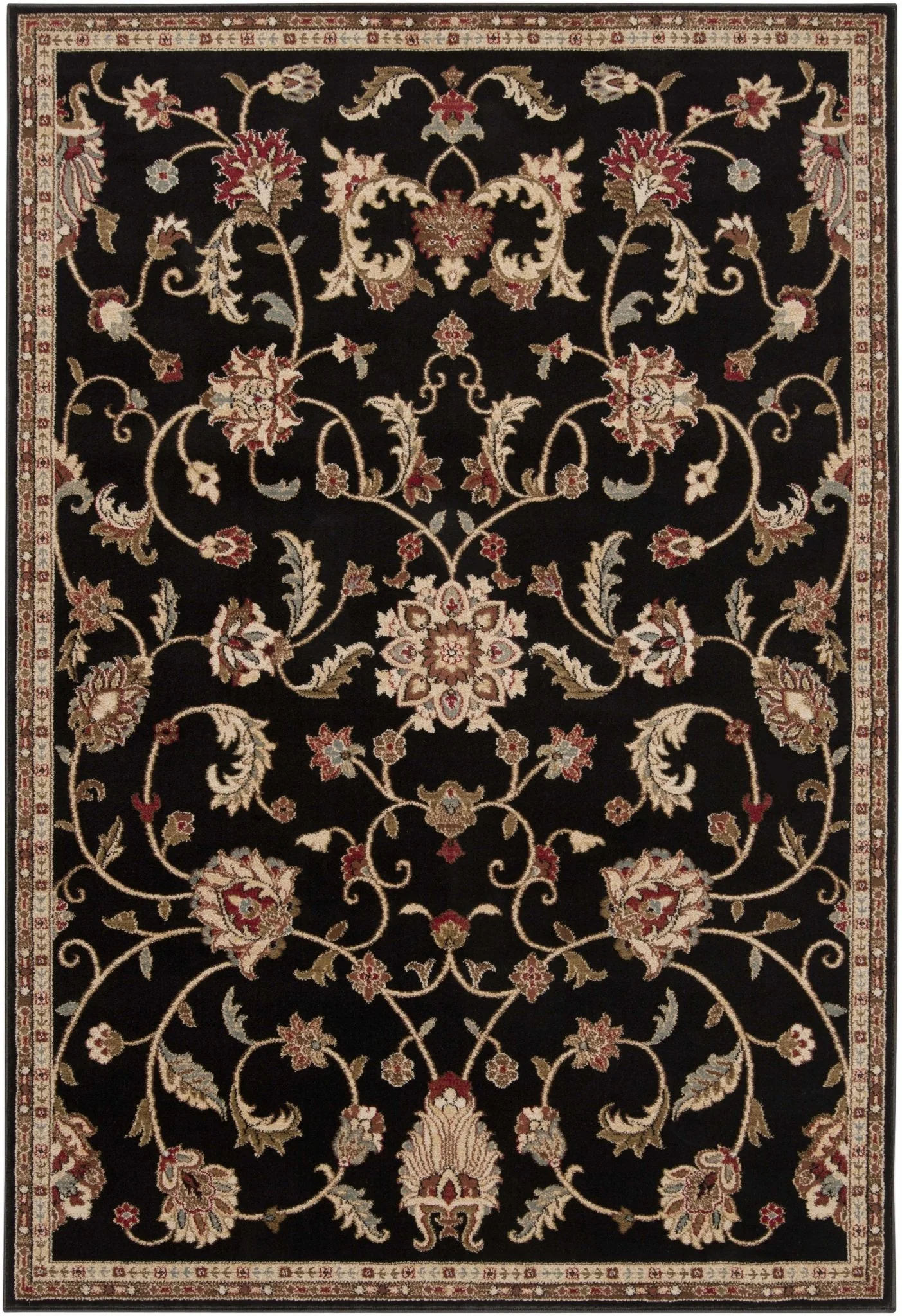 Traditional Oriental Black Machine Woven Rug - Image 10