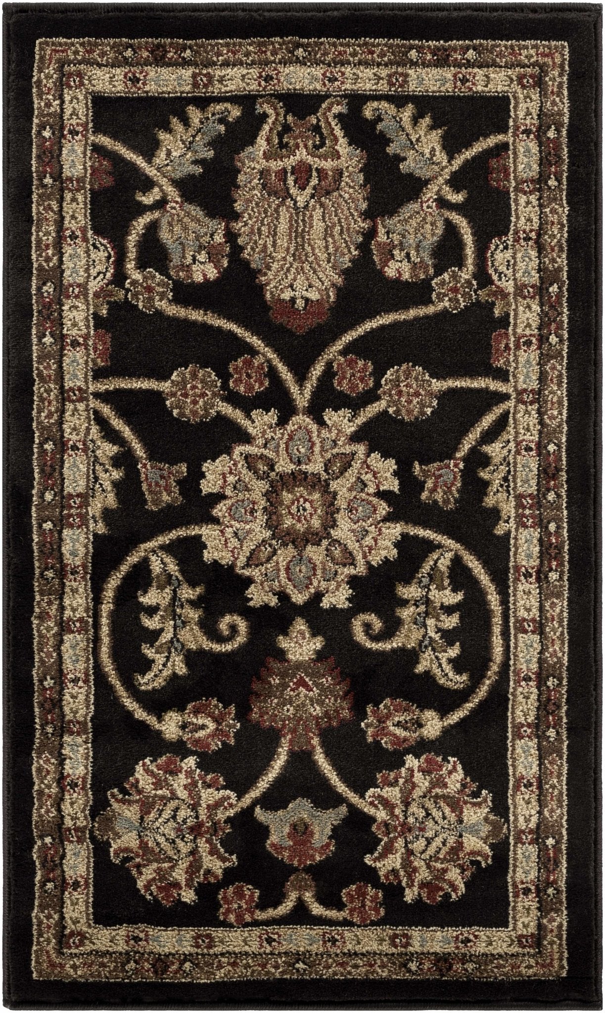 Traditional Oriental Black Machine Woven Rug - Image 11