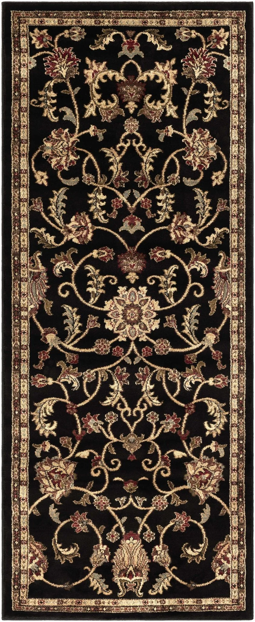 Traditional Oriental Black Machine Woven Rug - Image 13