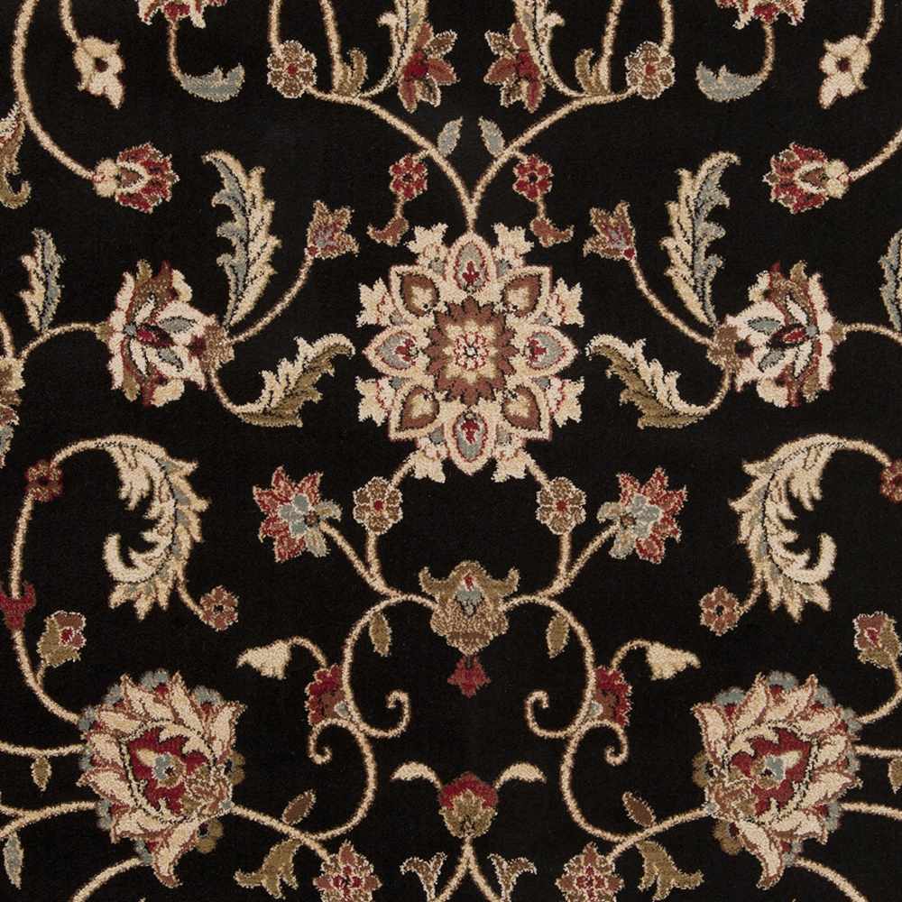Traditional Oriental Black Machine Woven Rug - Image 5